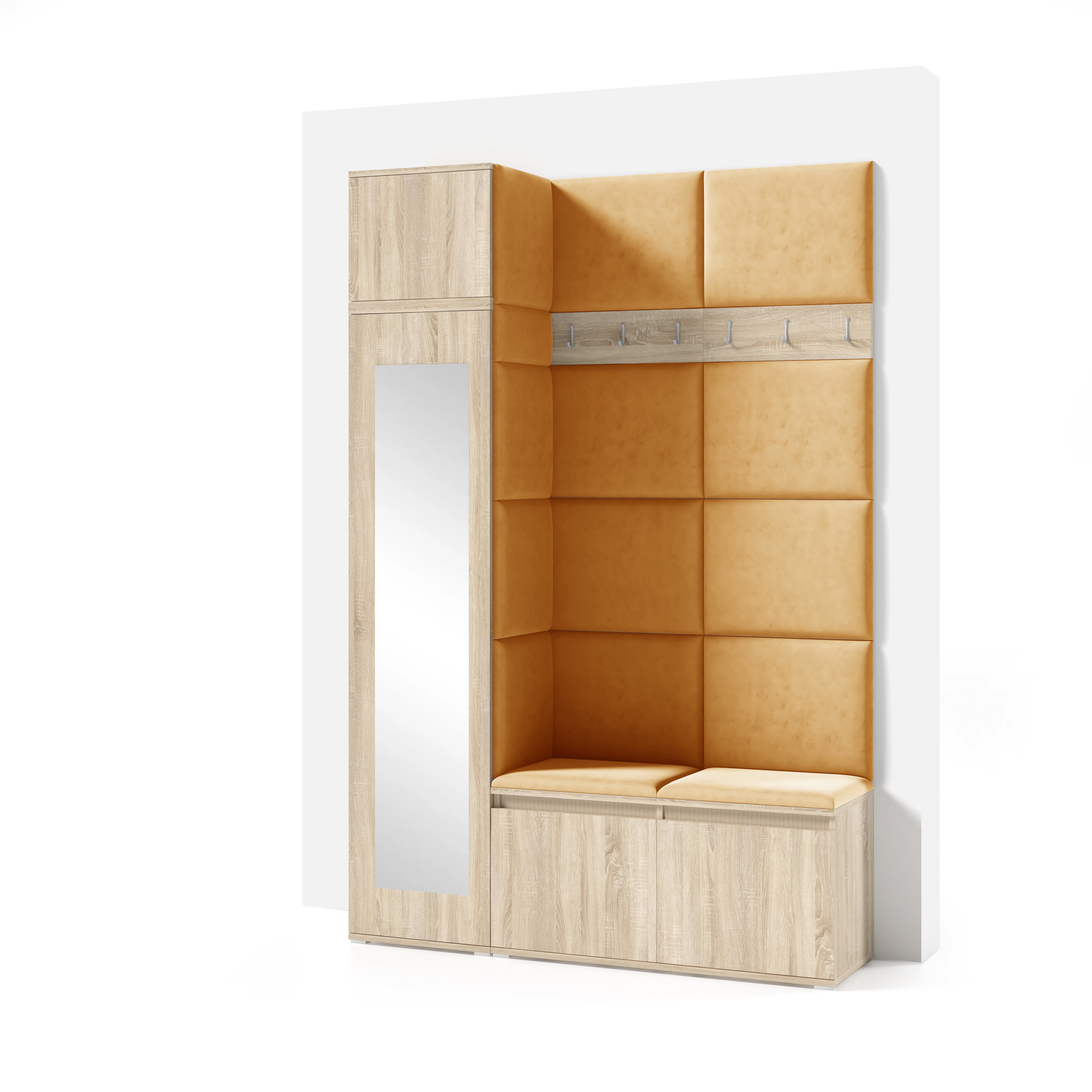 PK Emi 22 Hallway Wardrobe Sonoma Oak- Upholstered Panels in Various Colours