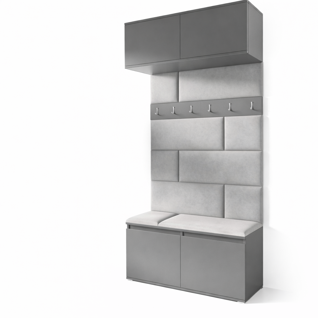 PK Emi 23 Hallway Wardrobe Graphite - Upholstered Panels in Various Colours
