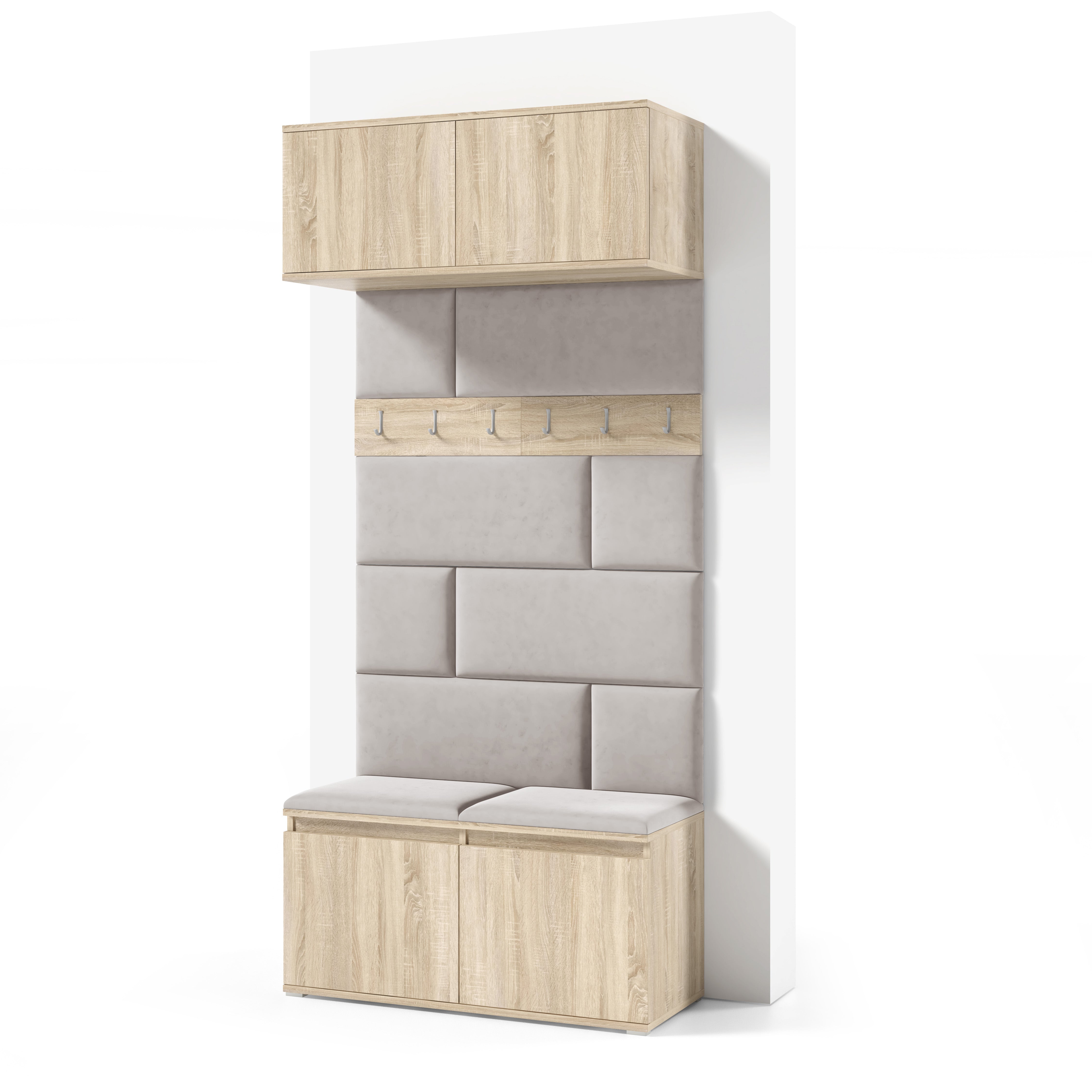 PK Emi 23 Hallway Wardrobe Sonoma Oak- Upholstered Panels in Various Colours
