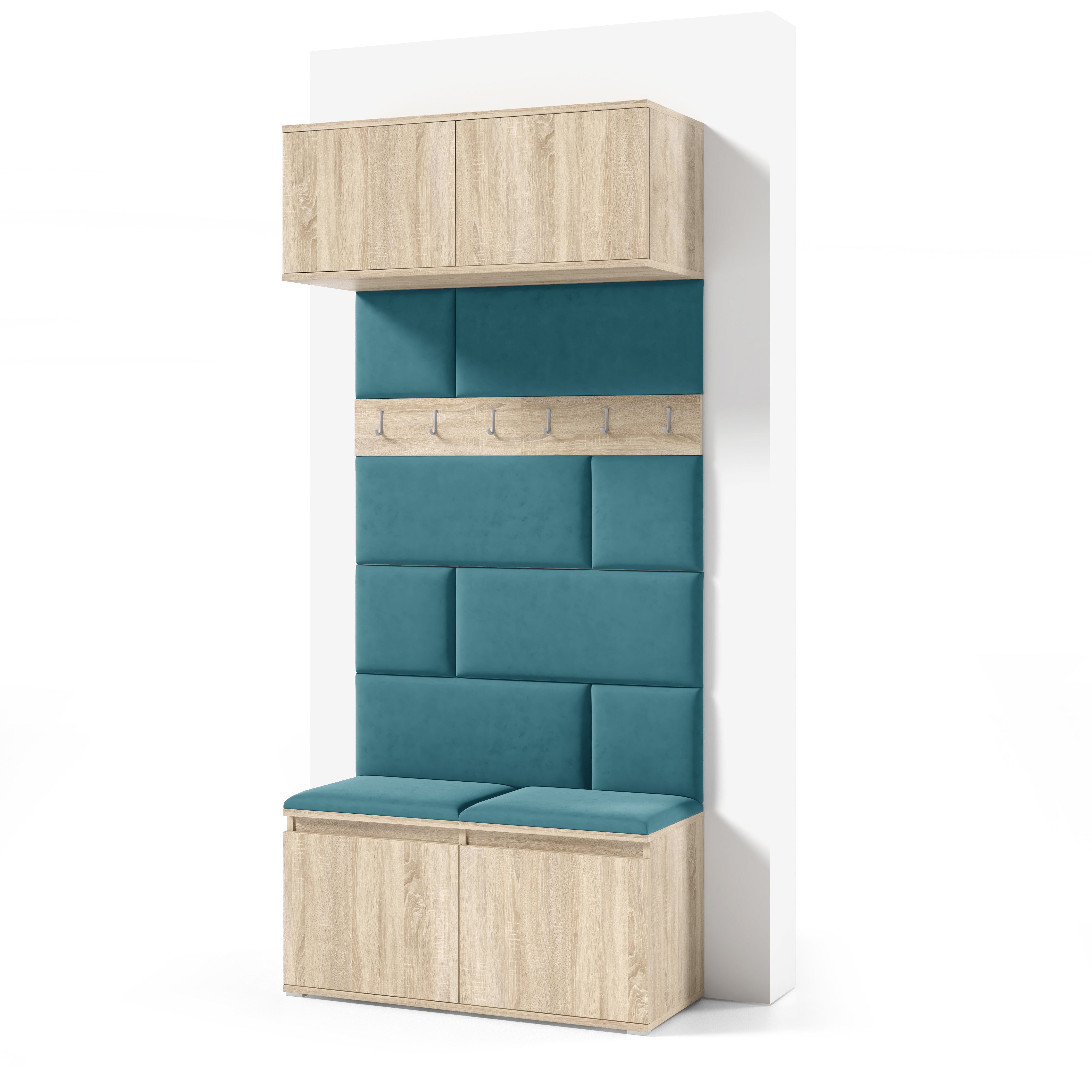 PK Emi 23 Hallway Wardrobe Sonoma Oak- Upholstered Panels in Various Colours