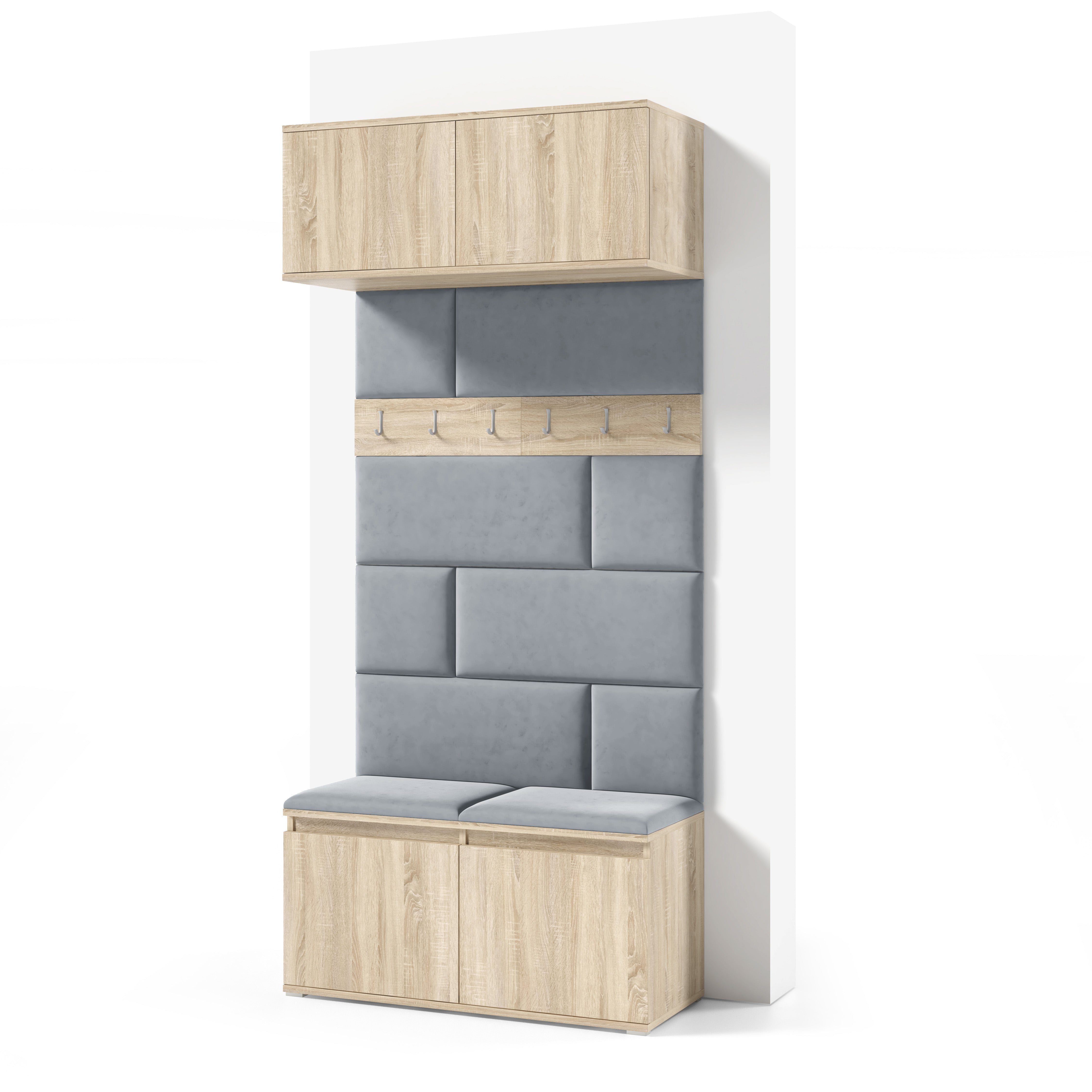 PK Emi 23 Hallway Wardrobe Sonoma Oak- Upholstered Panels in Various Colours