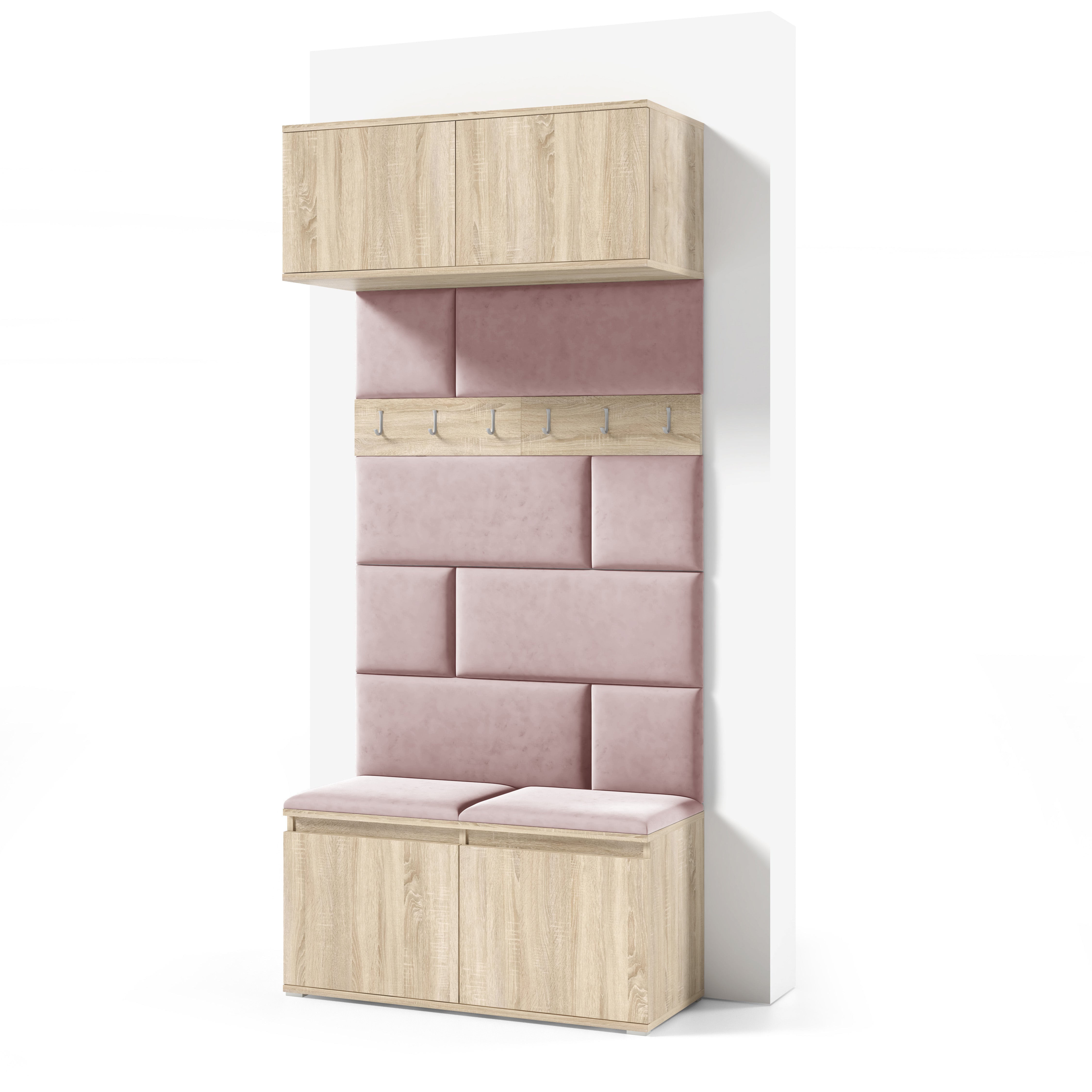 PK Emi 23 Hallway Wardrobe Sonoma Oak- Upholstered Panels in Various Colours