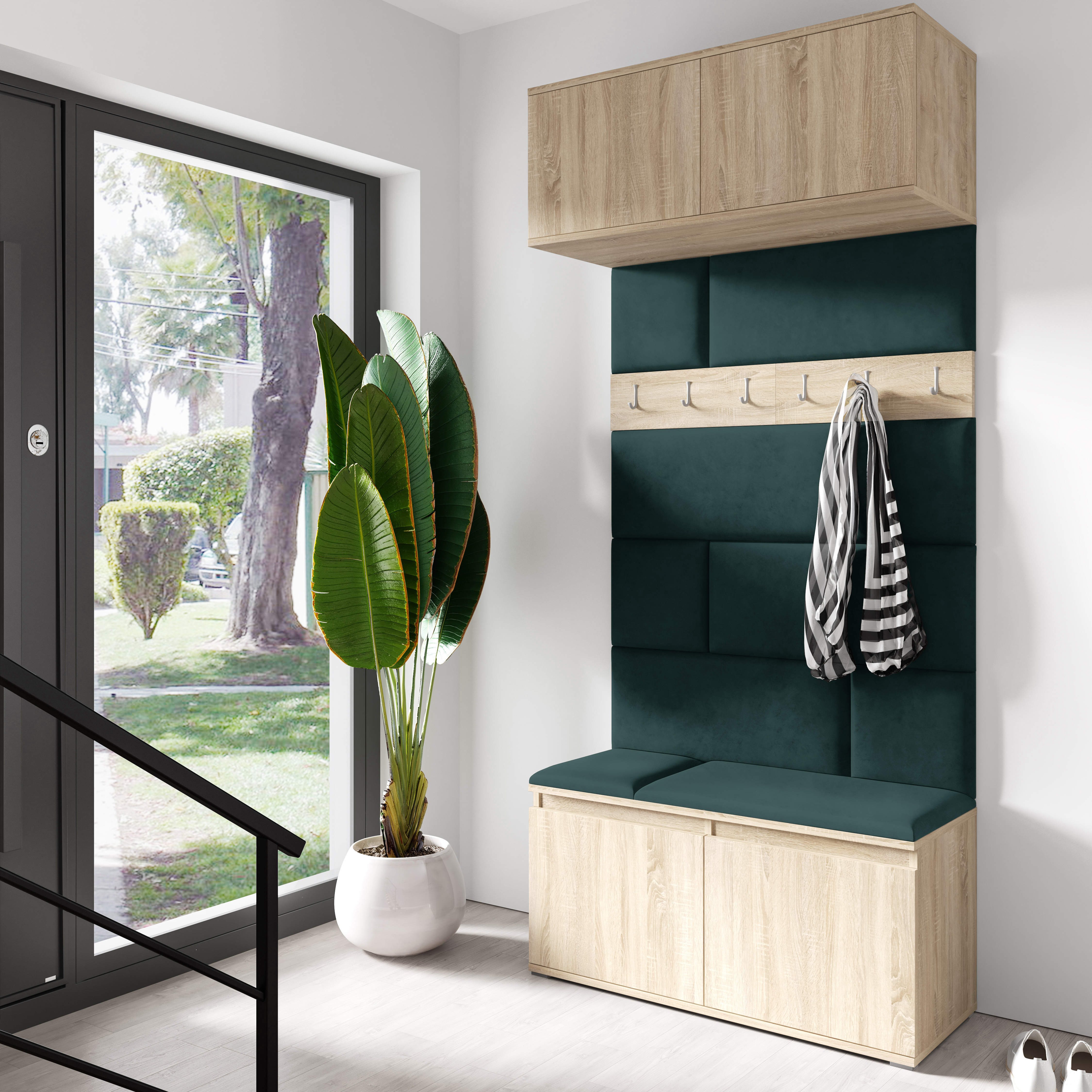 PK Emi 23 Hallway Wardrobe Sonoma Oak- Upholstered Panels in Various Colours