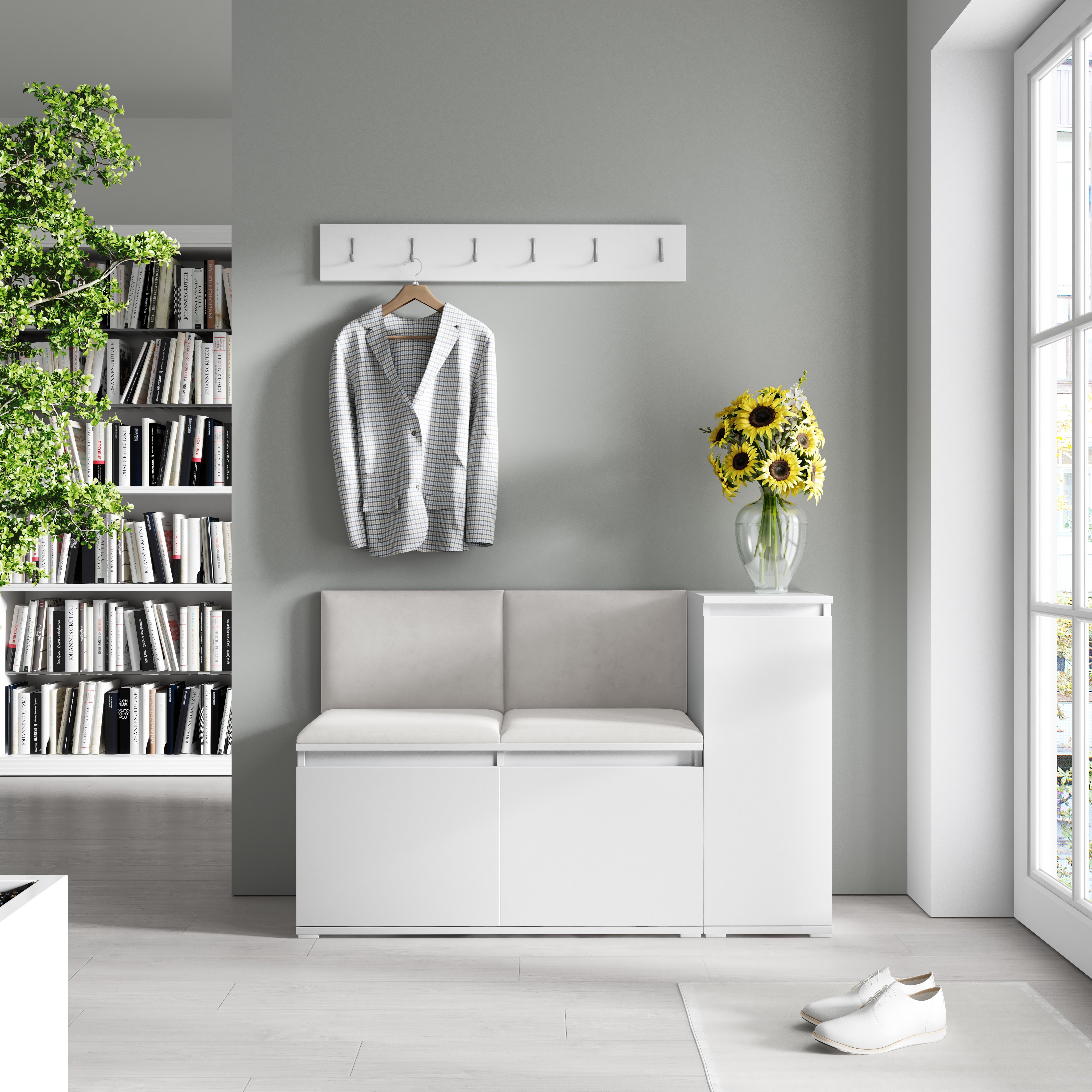 PK Emi 25 Hallway Wardrobe White - Upholstered Panels in Various Colours