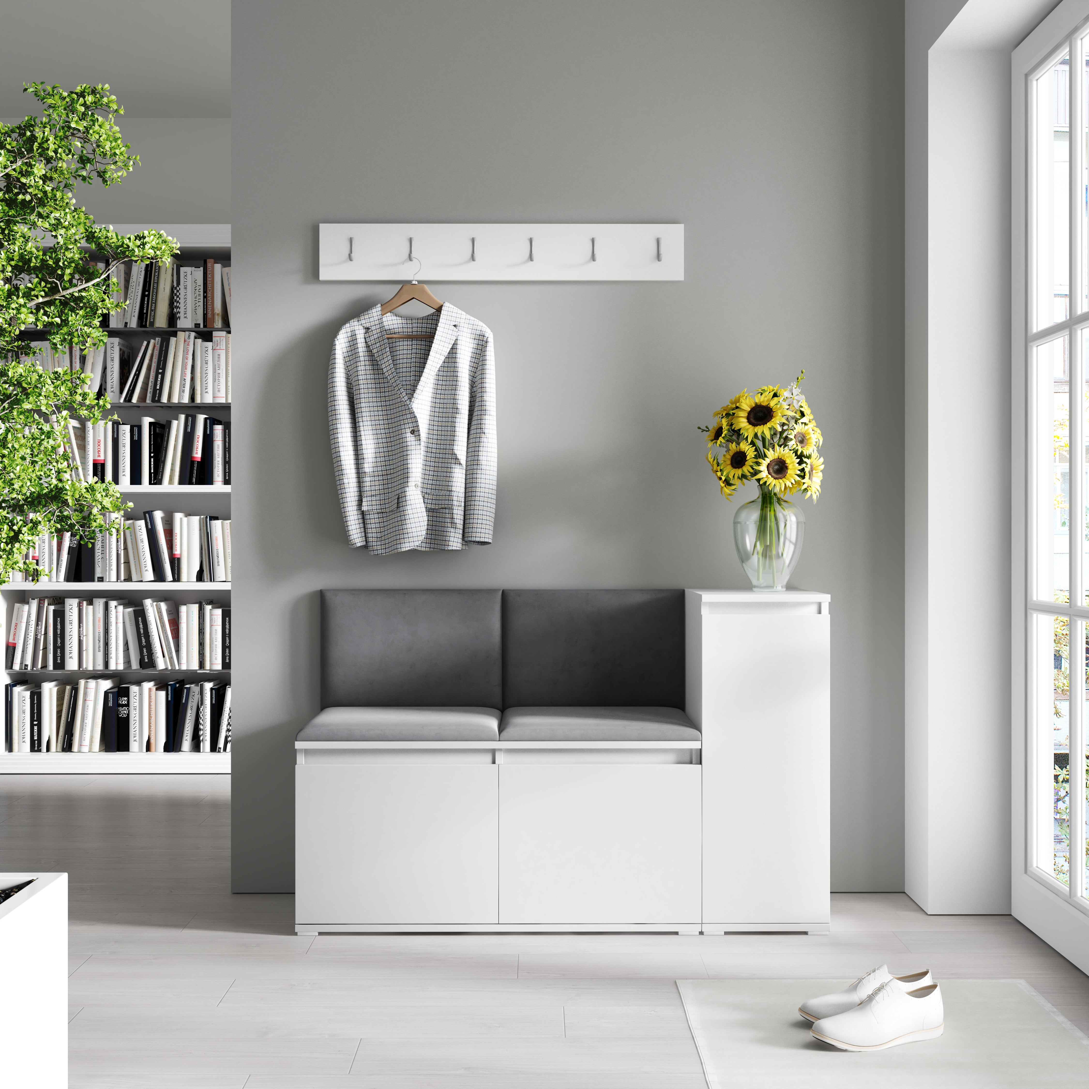 PK Emi 25 Hallway Wardrobe White - Upholstered Panels in Various Colours