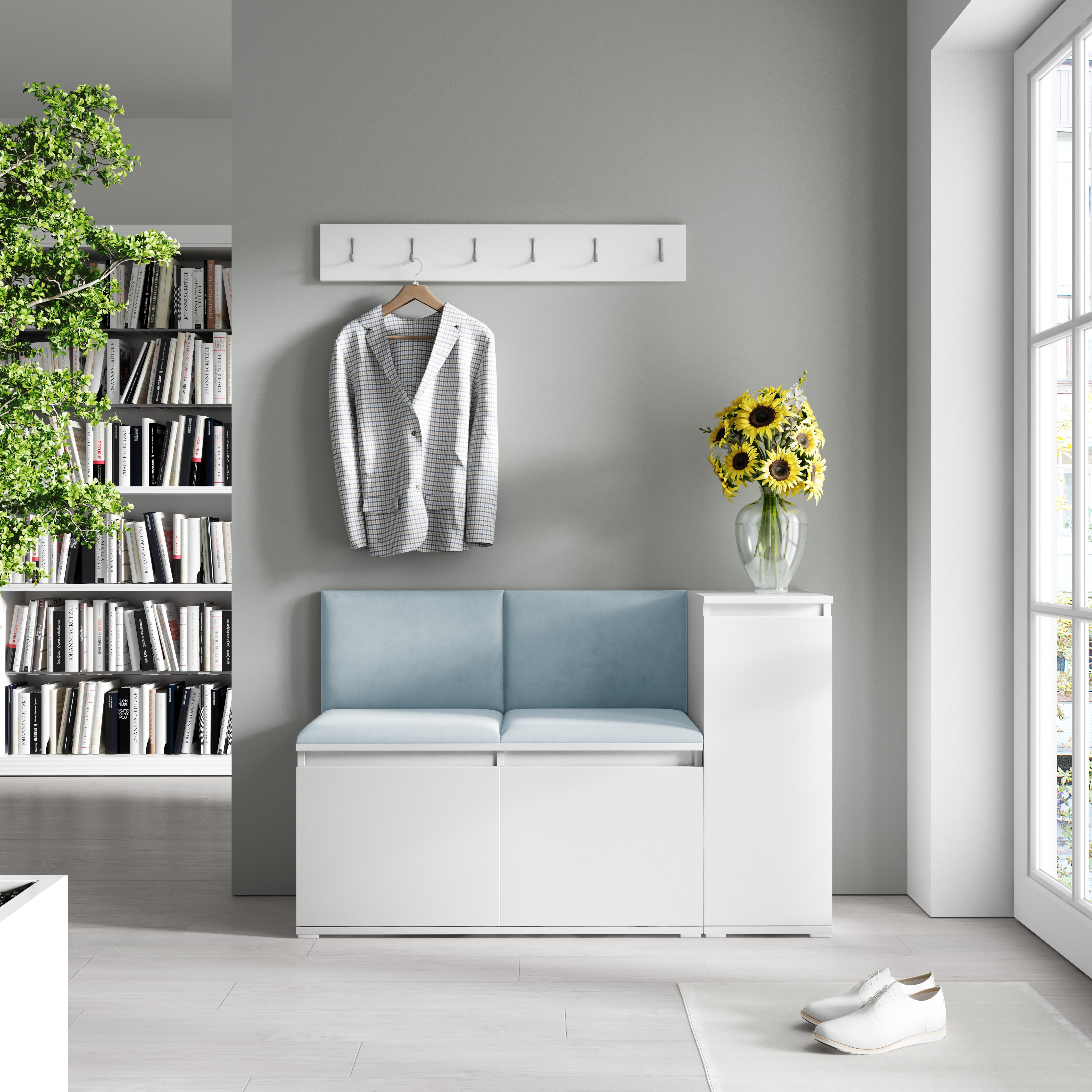 PK Emi 25 Hallway Wardrobe White - Upholstered Panels in Various Colours