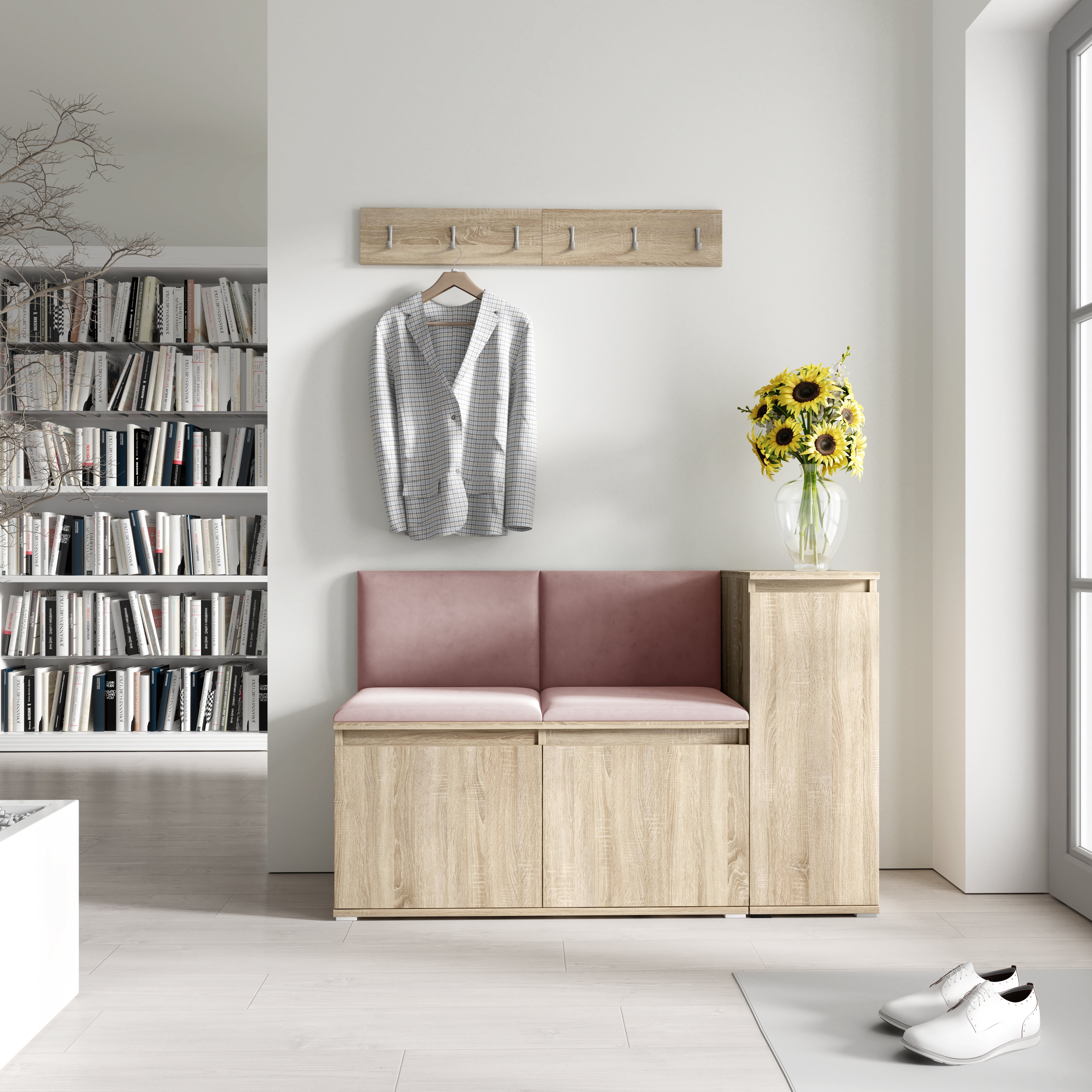 PK Emi 25 Hallway Wardrobe Sonoma Oak- Upholstered Panels in Various Colours