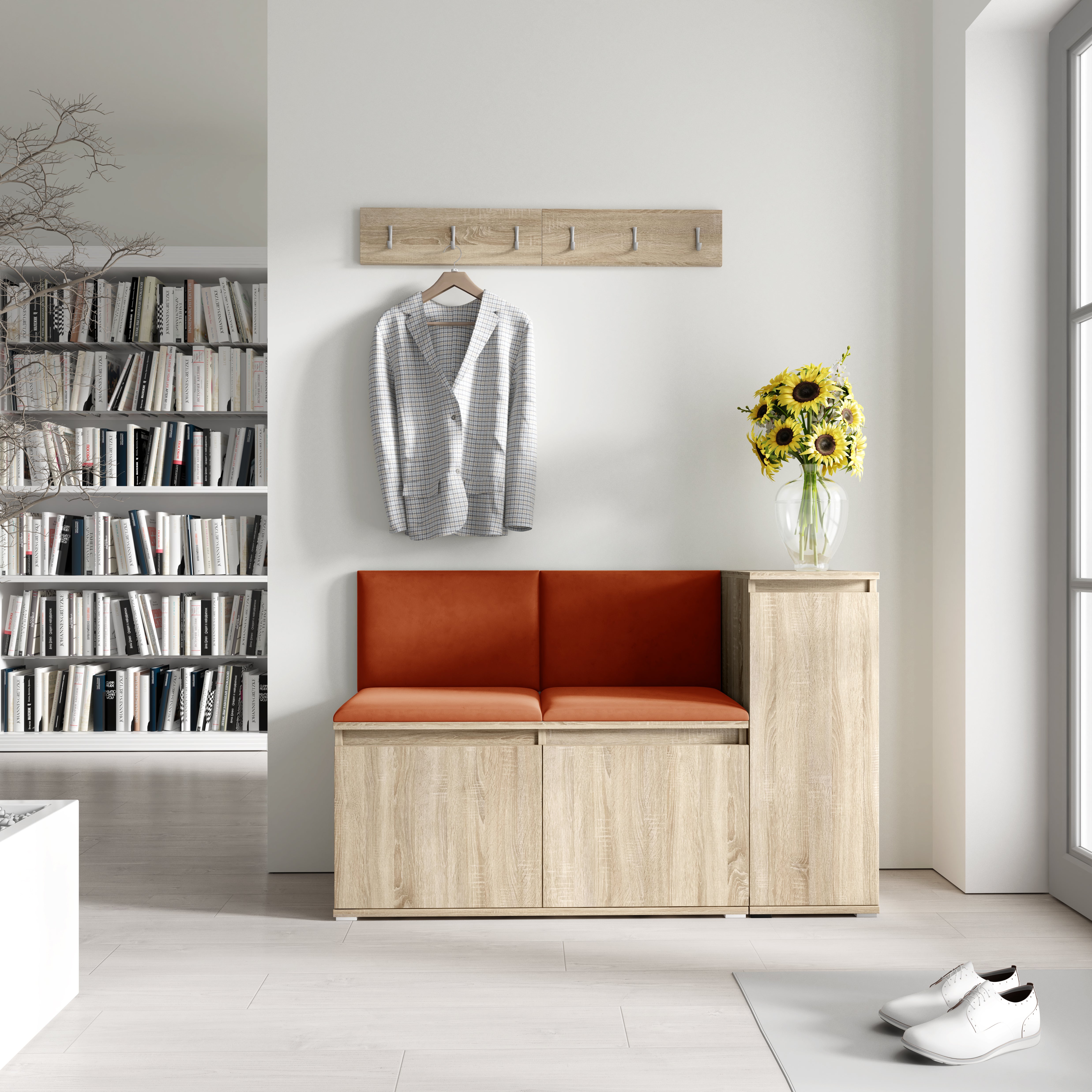 PK Emi 25 Hallway Wardrobe Sonoma Oak- Upholstered Panels in Various Colours