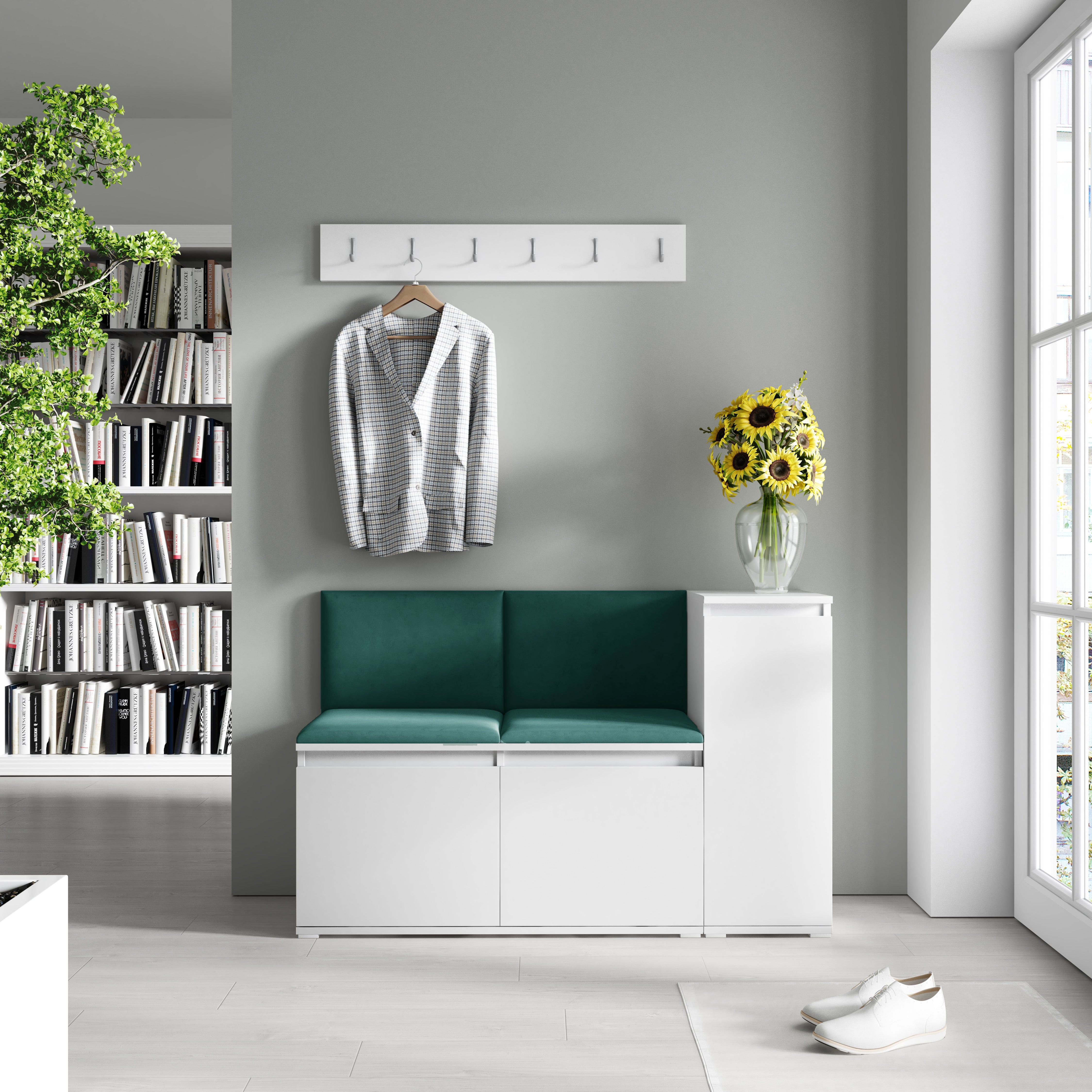 PK Emi 25 Hallway Wardrobe White - Upholstered Panels in Various Colours