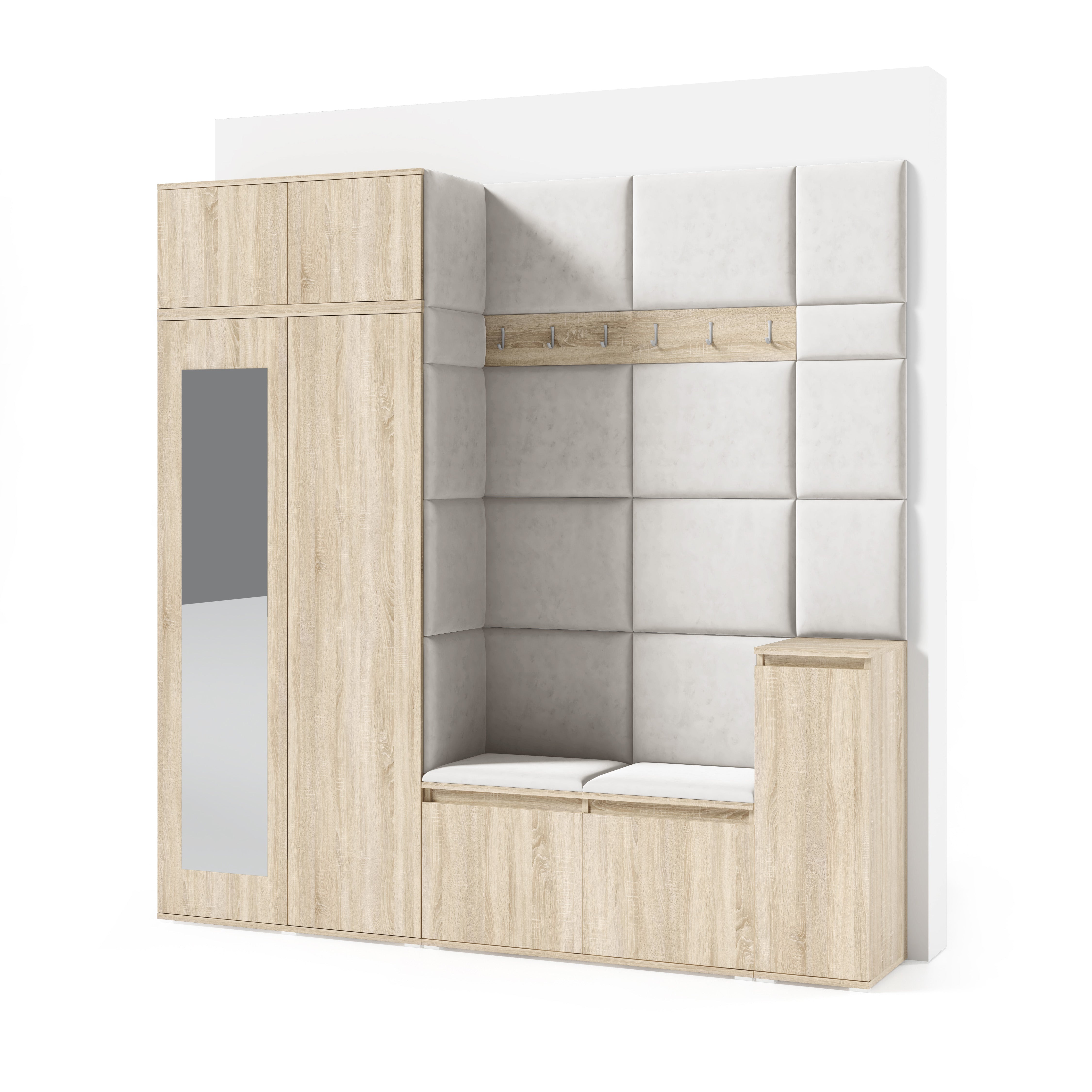 PK Emi 26 Hallway Wardrobe Sonoma Oak - Upholstered Panels in Various Colours