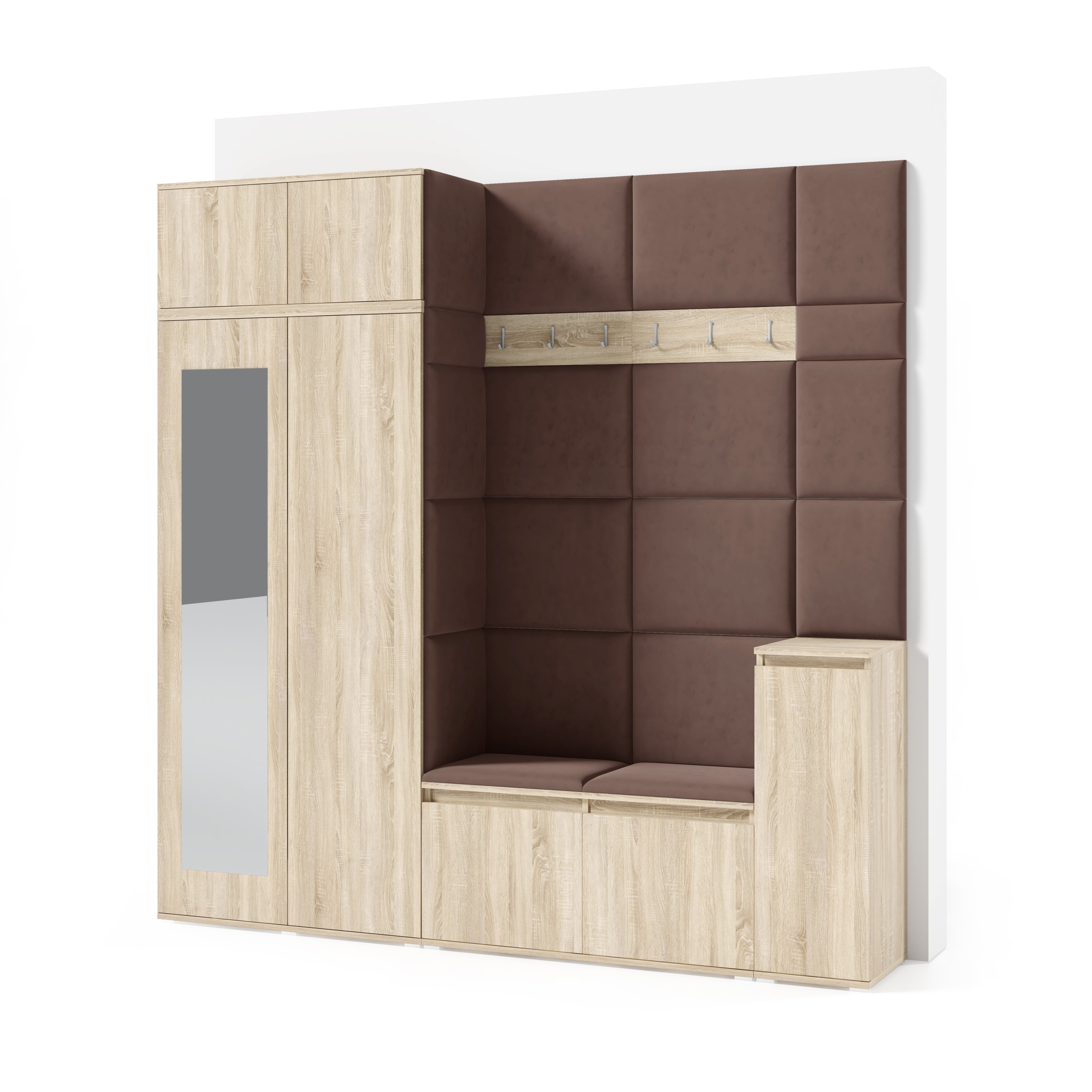 PK Emi 26 Hallway Wardrobe Sonoma Oak - Upholstered Panels in Various Colours