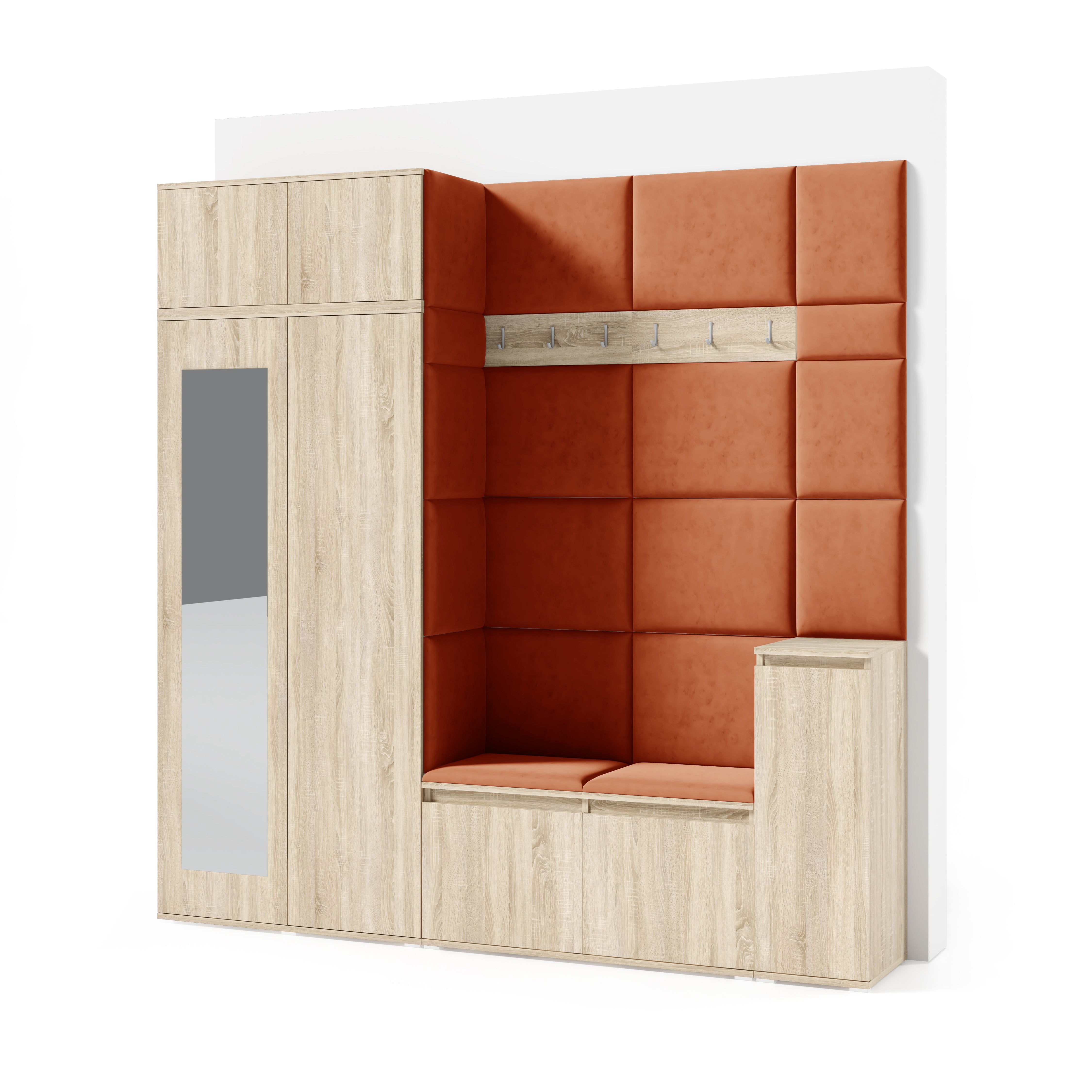 PK Emi 26 Hallway Wardrobe Sonoma Oak - Upholstered Panels in Various Colours