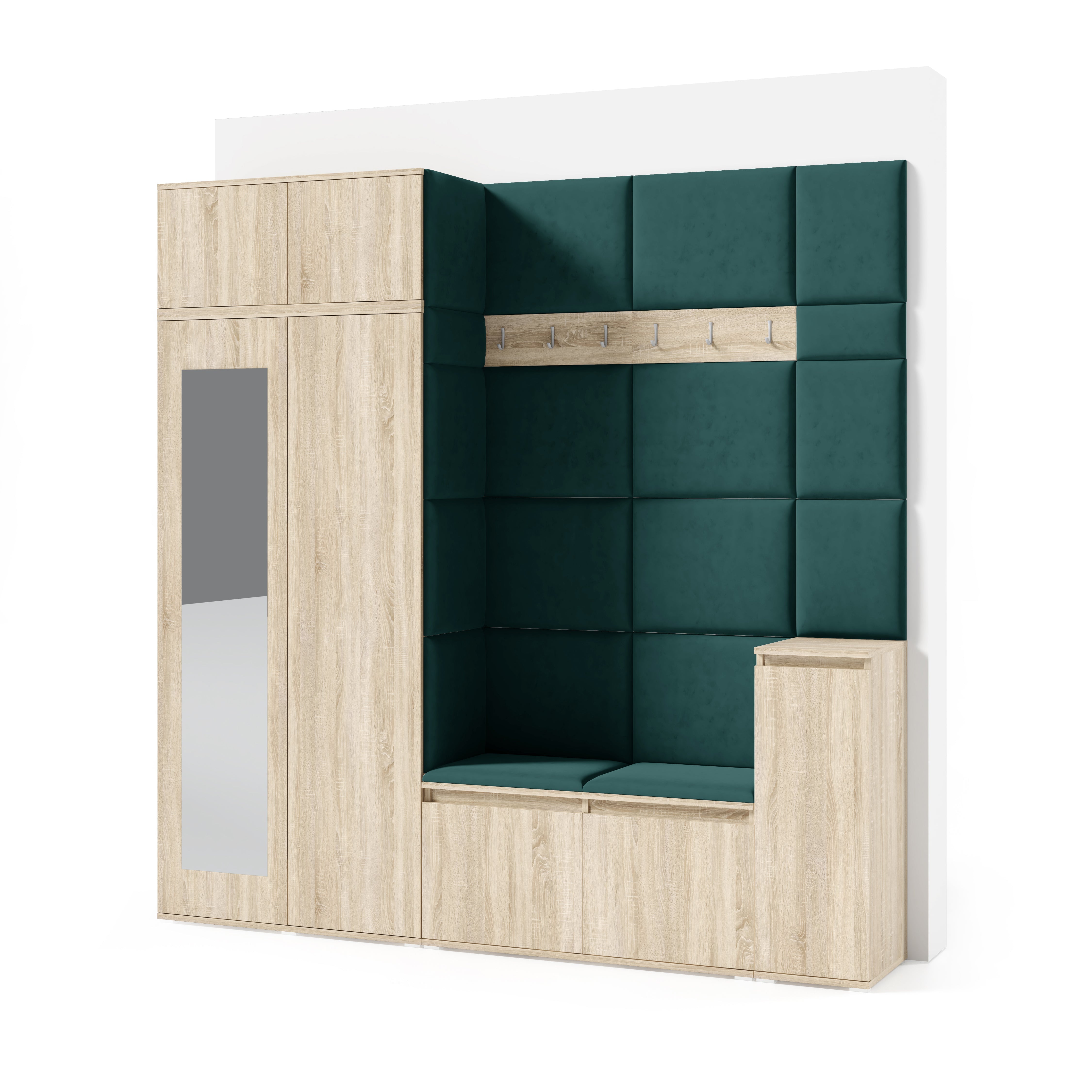 PK Emi 26 Hallway Wardrobe Sonoma Oak - Upholstered Panels in Various Colours