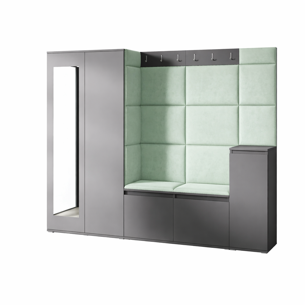 PK Emi 27 Hallway Wardrobe Graphite  - Upholstered Panels in Various Colours