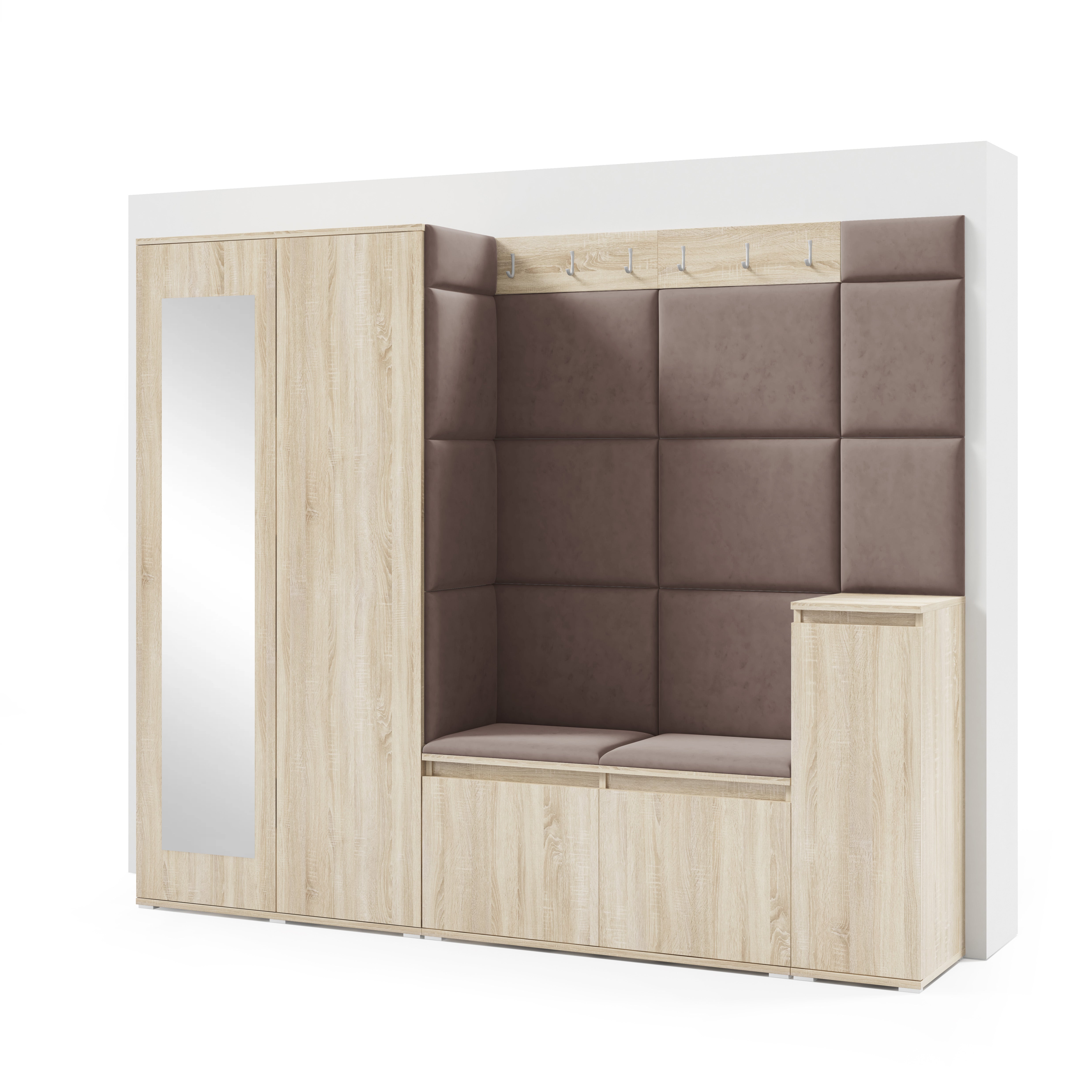 PK Emi 27 Hallway Wardrobe Sonoma Oak  - Upholstered Panels in Various Colours