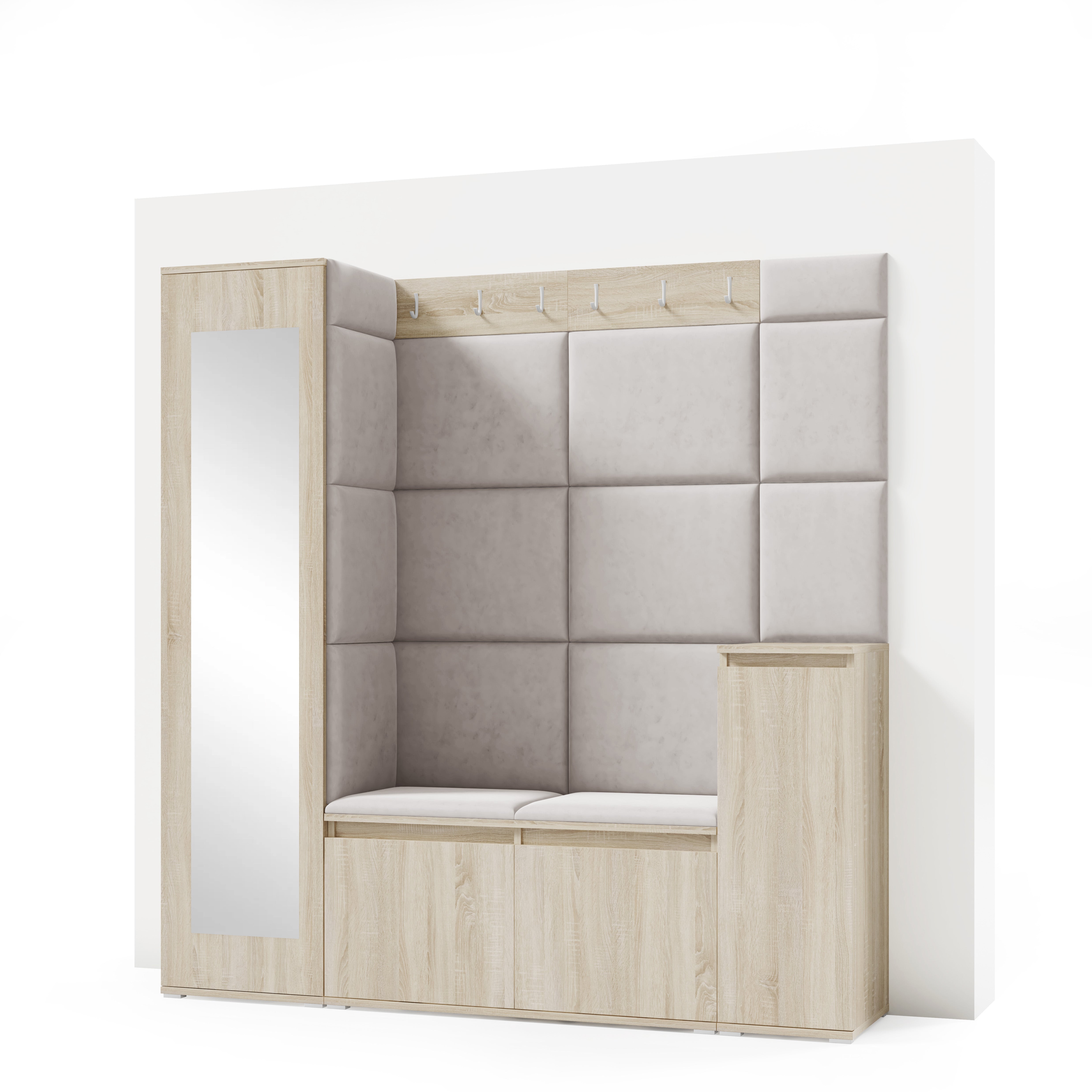 PK Emi 28 Hallway Wardrobe Sonoma Oak - Upholstered Panels in Various Colours