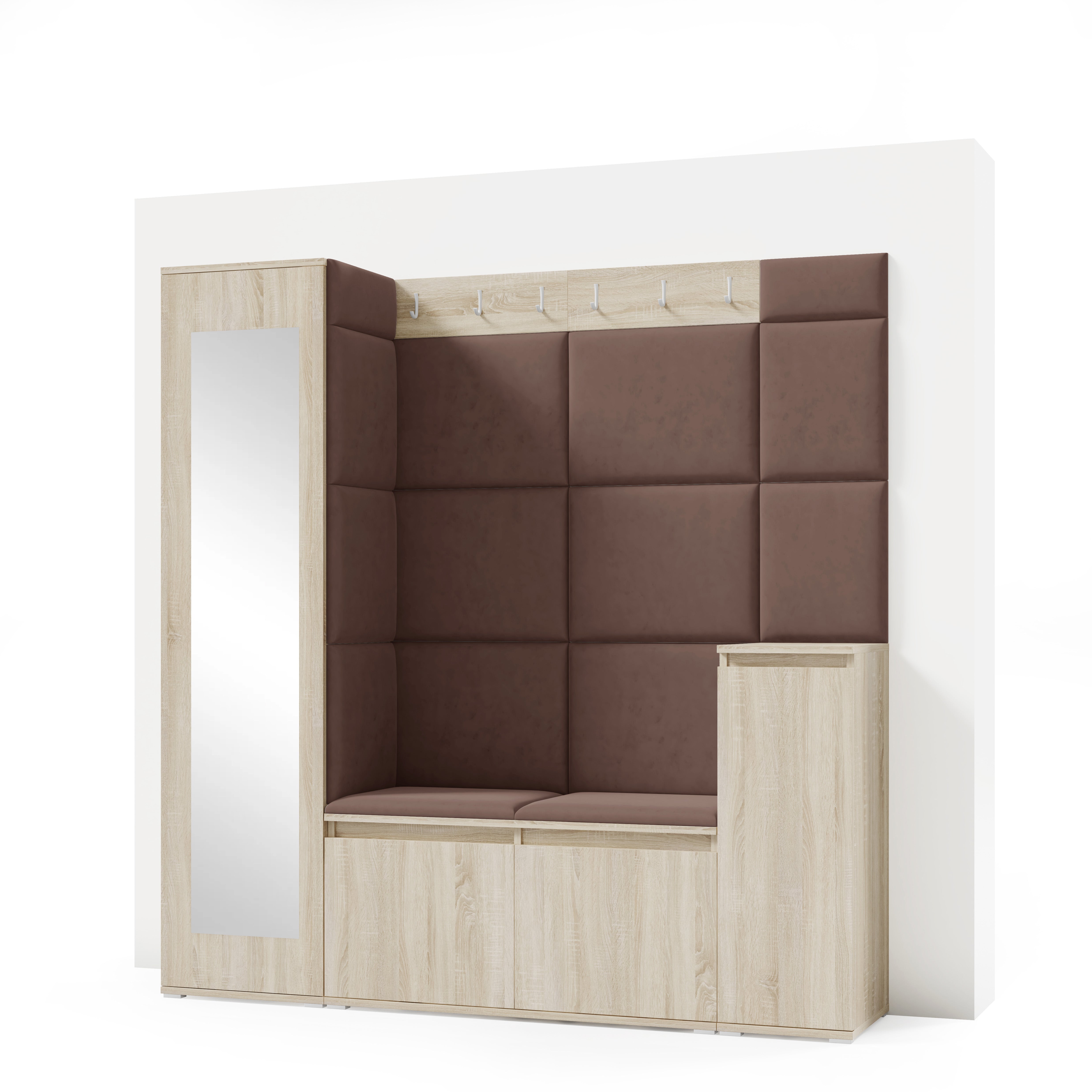 PK Emi 28 Hallway Wardrobe Sonoma Oak - Upholstered Panels in Various Colours