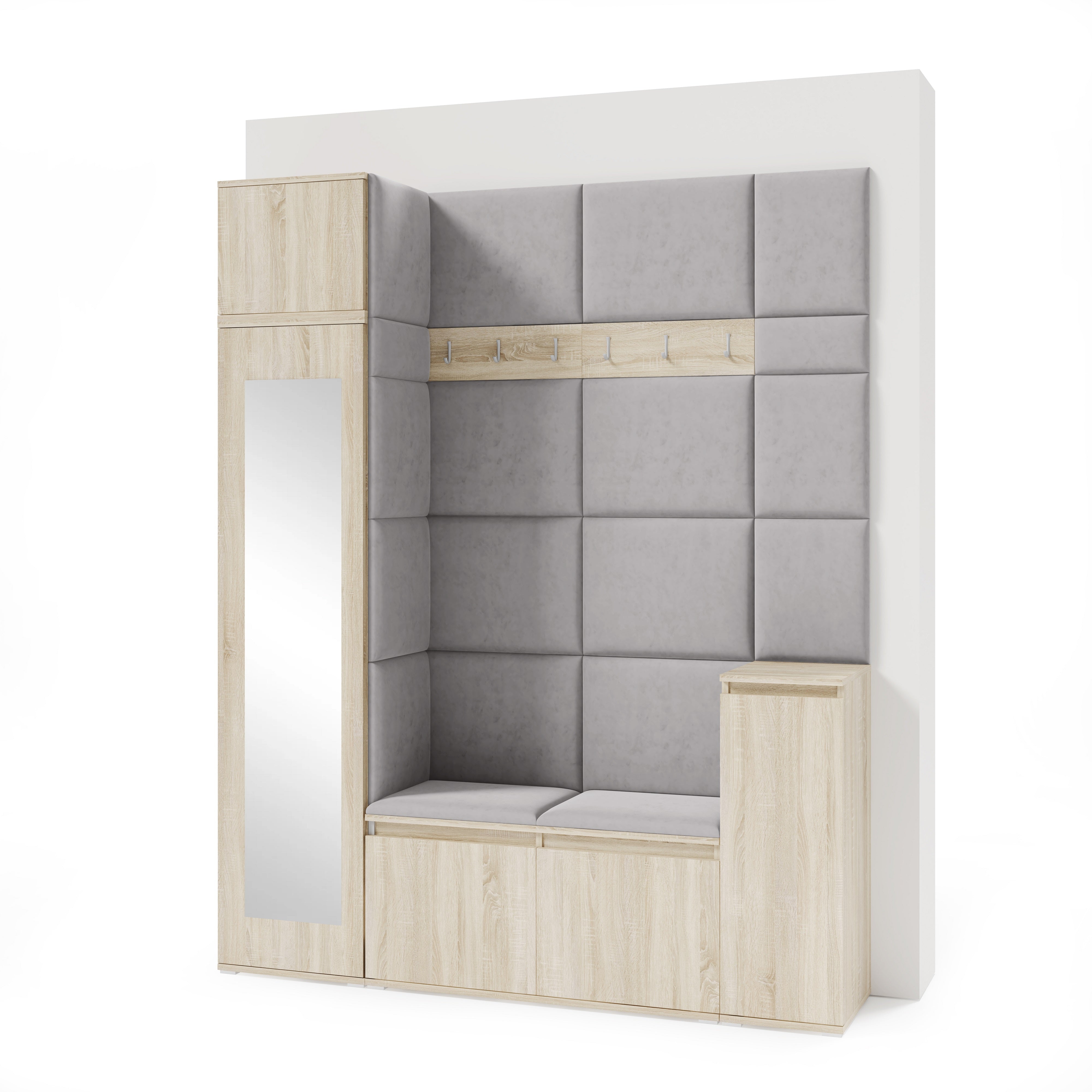 PK Emi 29 Hallway Wardrobe Sonoma Oak - Upholstered Panels in Various Colours