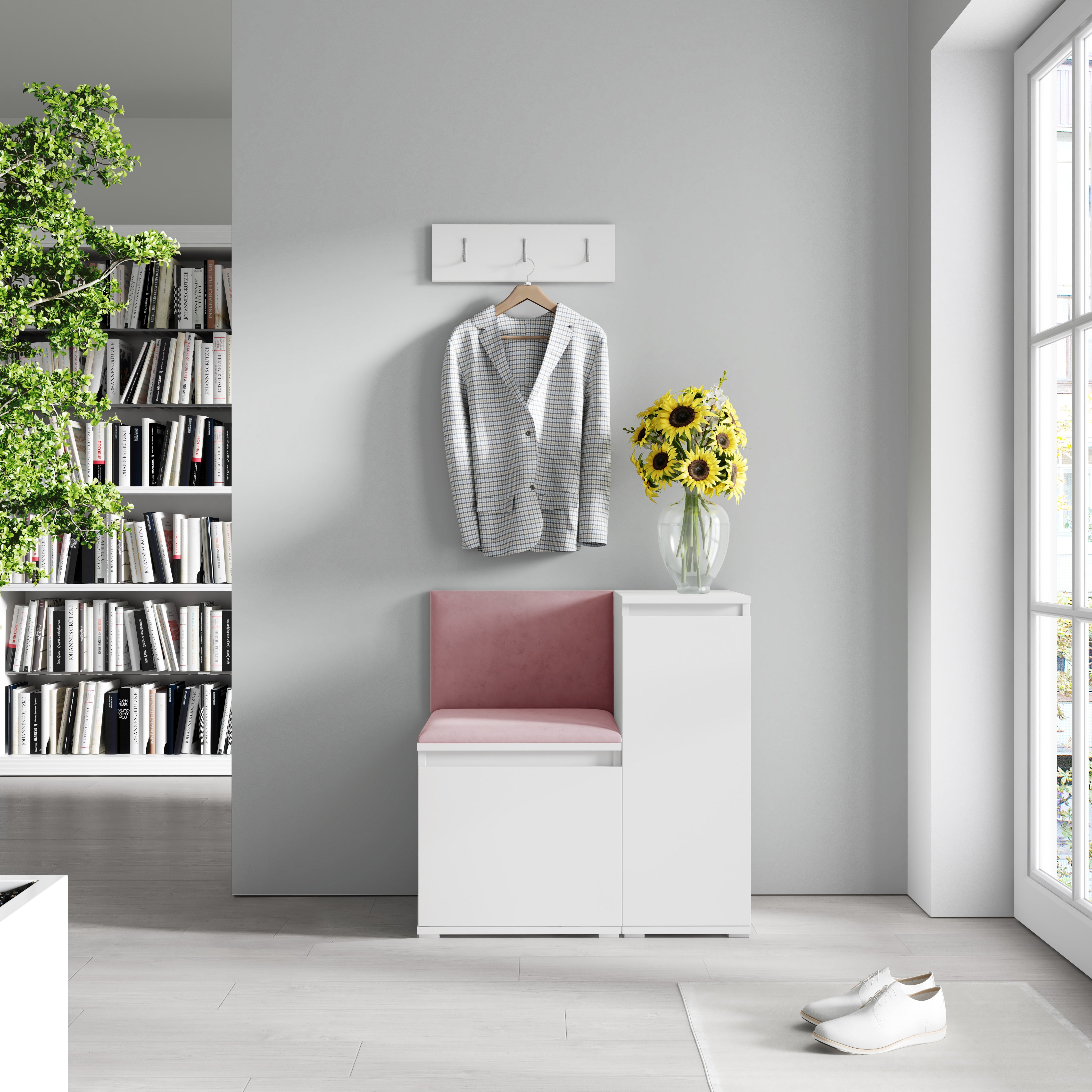 PK Emi 30 Hallway Wardrobe White - Upholstered Panels in Various Colours
