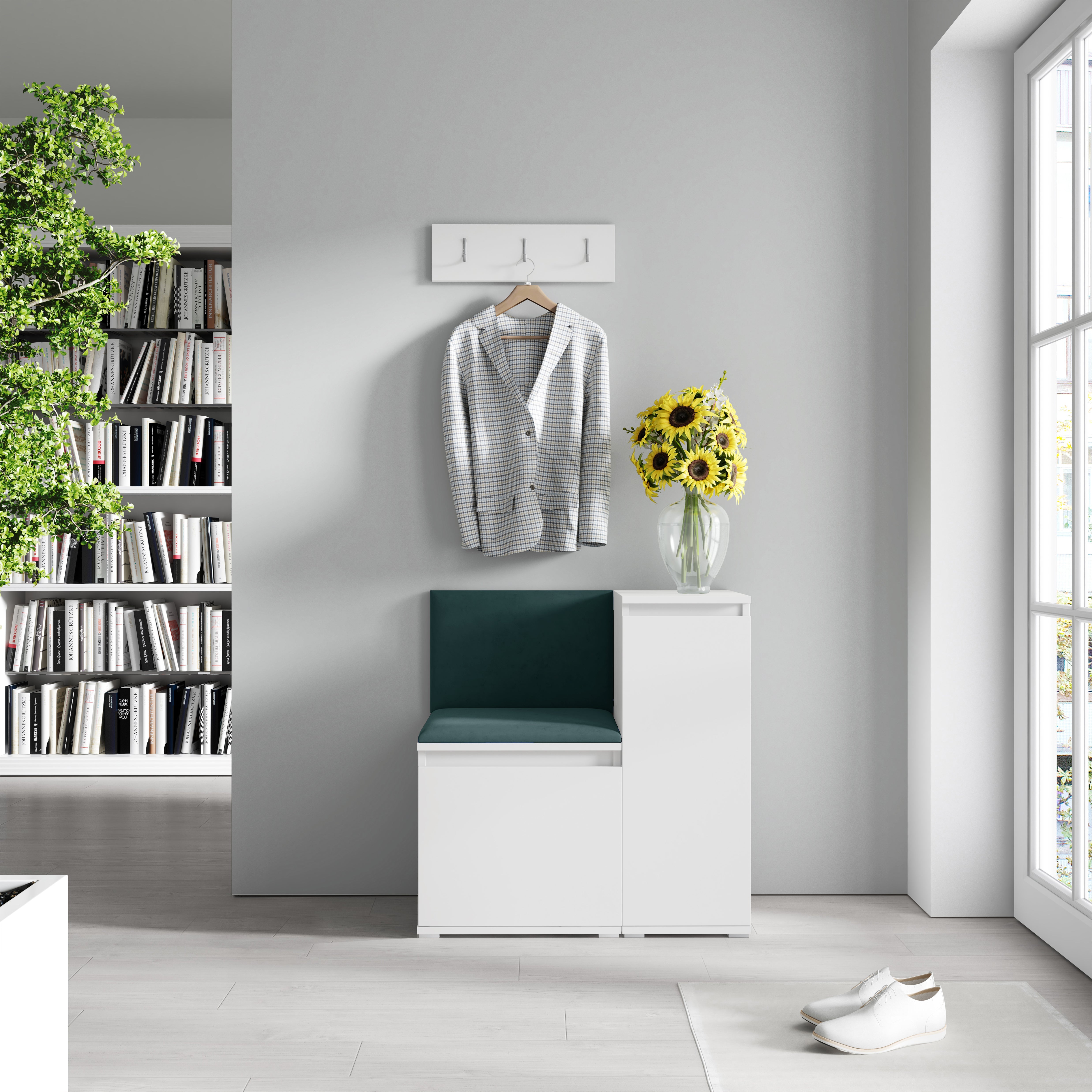 PK Emi 30 Hallway Wardrobe White - Upholstered Panels in Various Colours