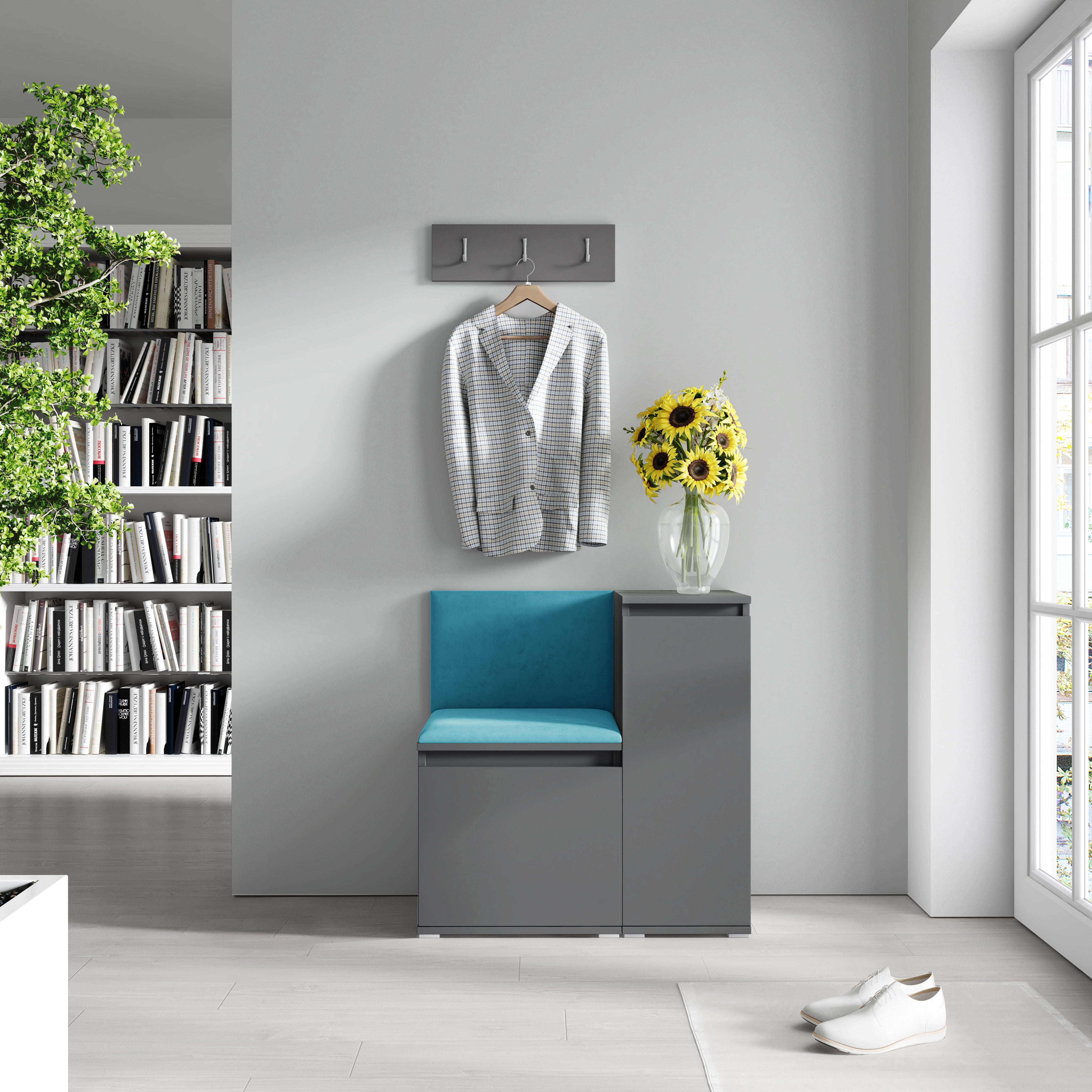 PK Emi 30 Flurschrank Graphit - Gepolsterte Paneele in verschiedenen Farben