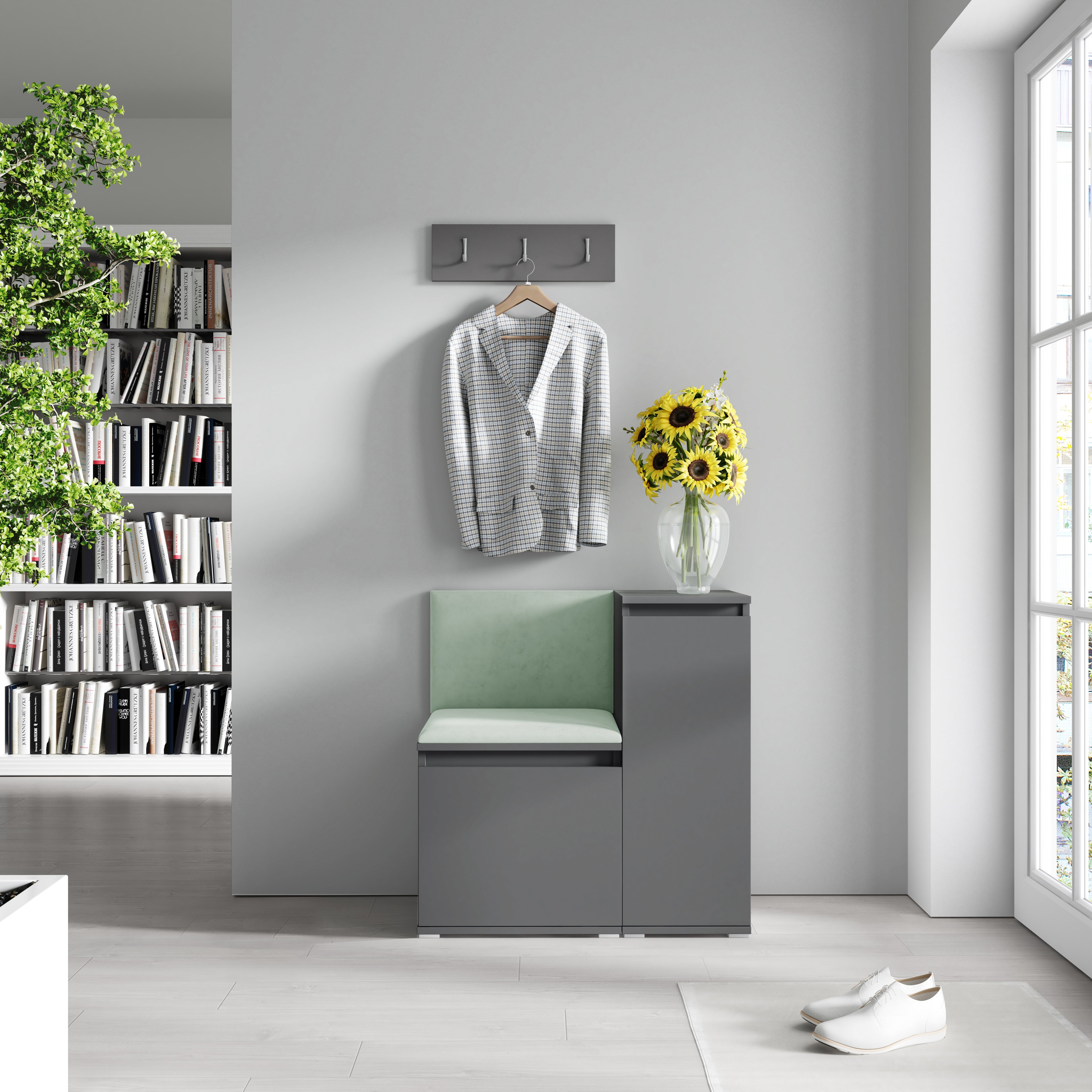 PK Emi 30 Flurschrank Graphit - Gepolsterte Paneele in verschiedenen Farben