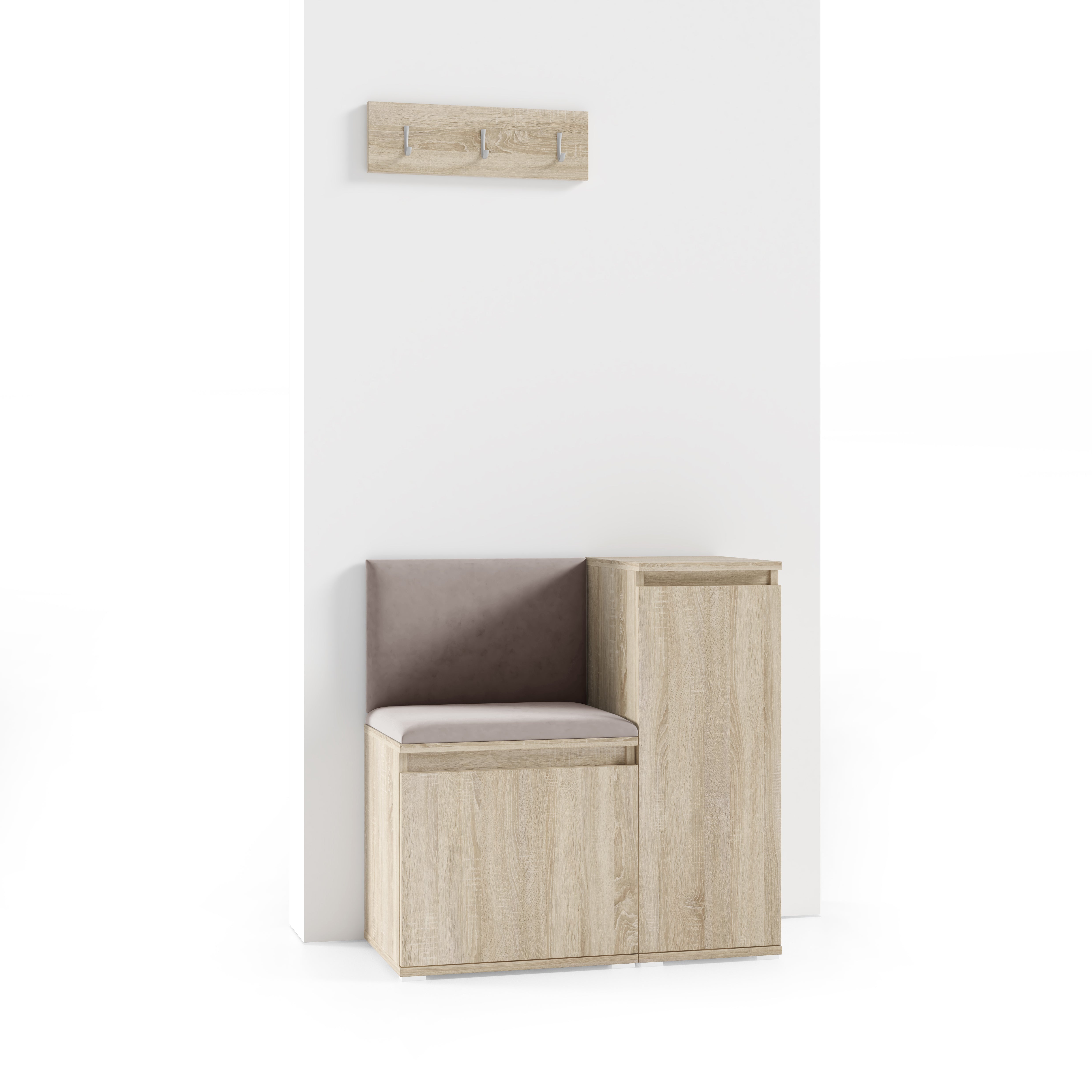 PK Emi 30 Hallway Wardrobe Sonoma Oak - Upholstered Panels in Various Colours