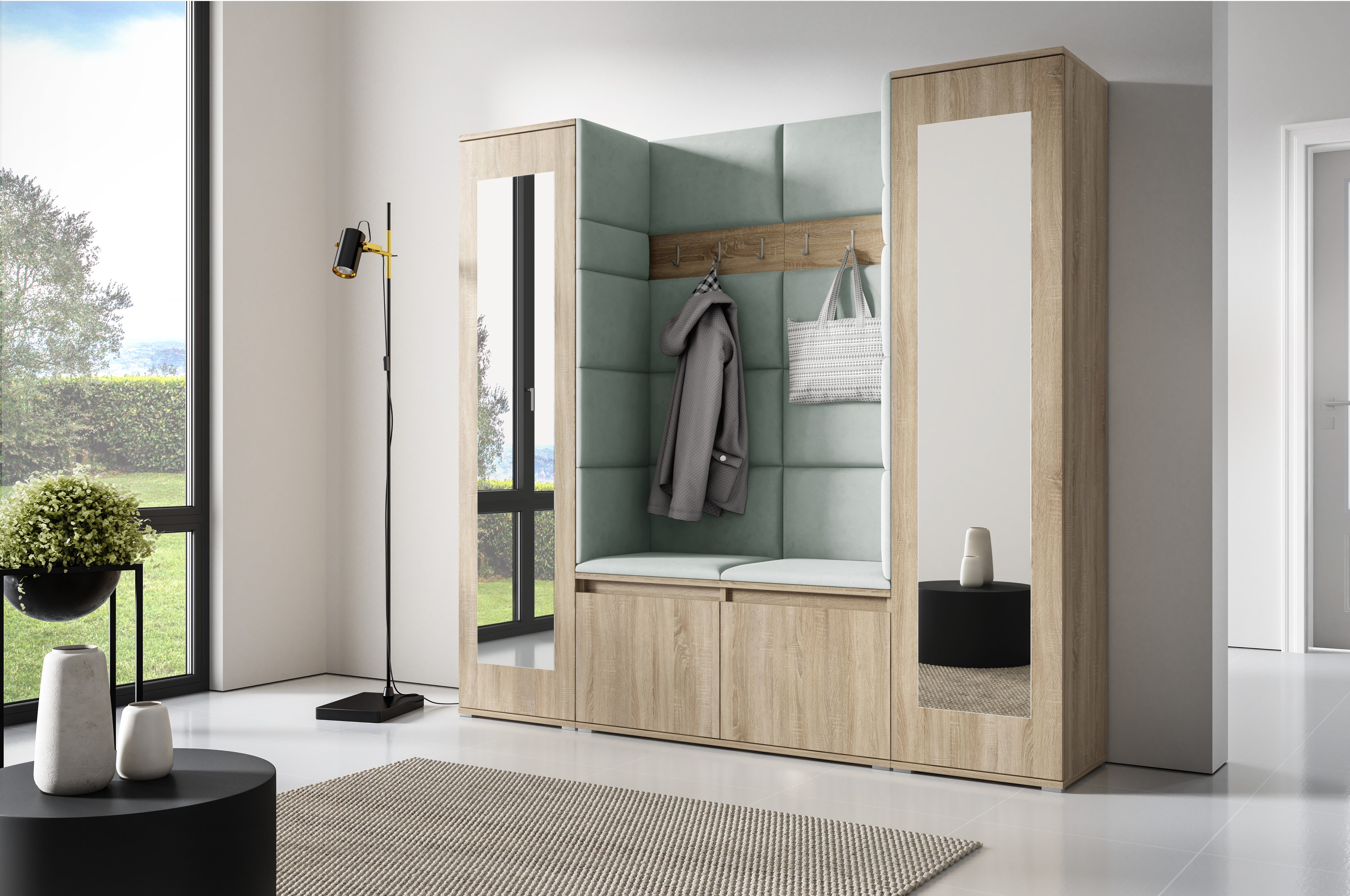 PK Emi 31 Hallway Wardrobe Sonoma Oak - Upholstered Panels in Various Colours