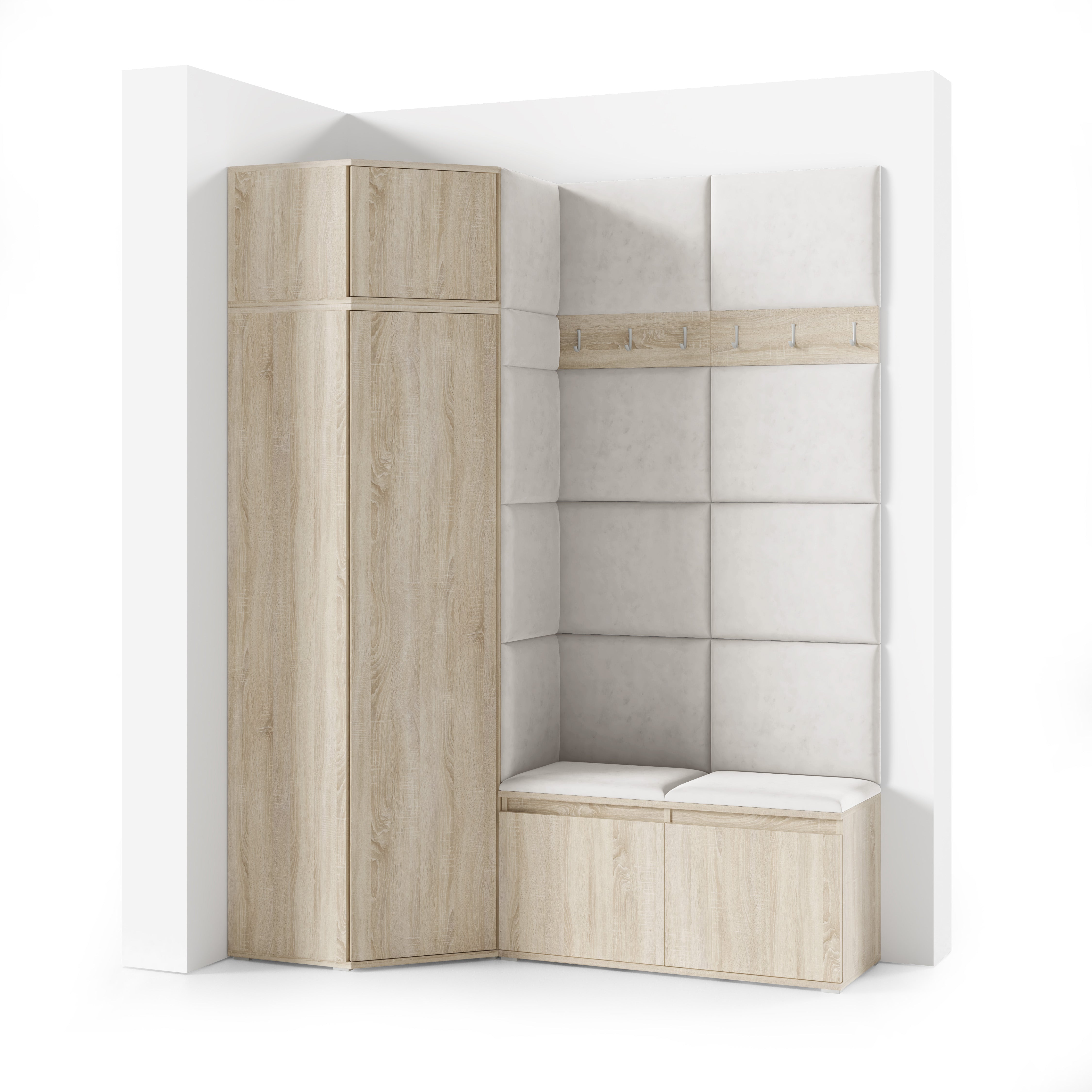PK Emi 37 Hallway Wardrobe Sonoma Oak- Upholstered Panels in Various Colours