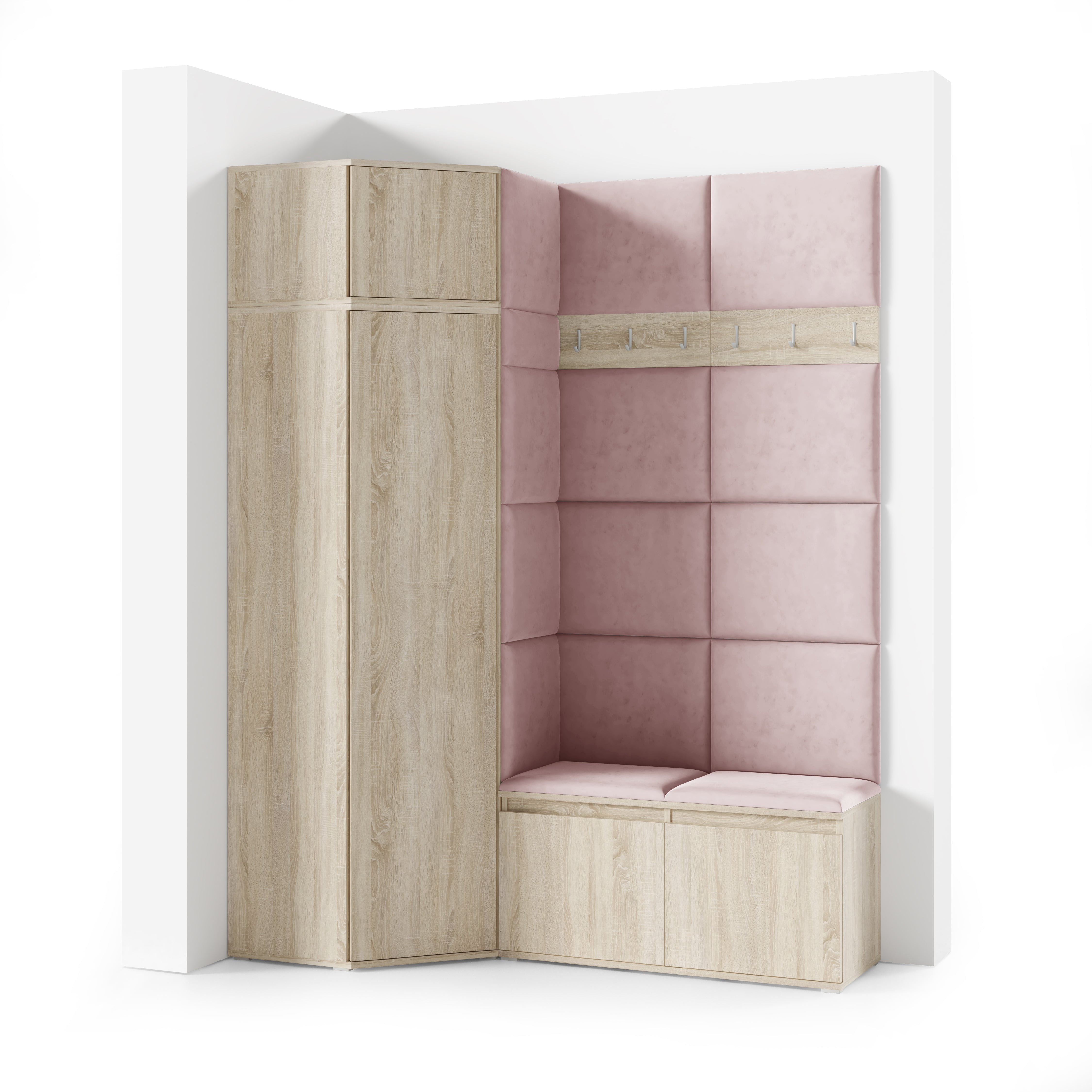 PK Emi 37 Hallway Wardrobe Sonoma Oak- Upholstered Panels in Various Colours