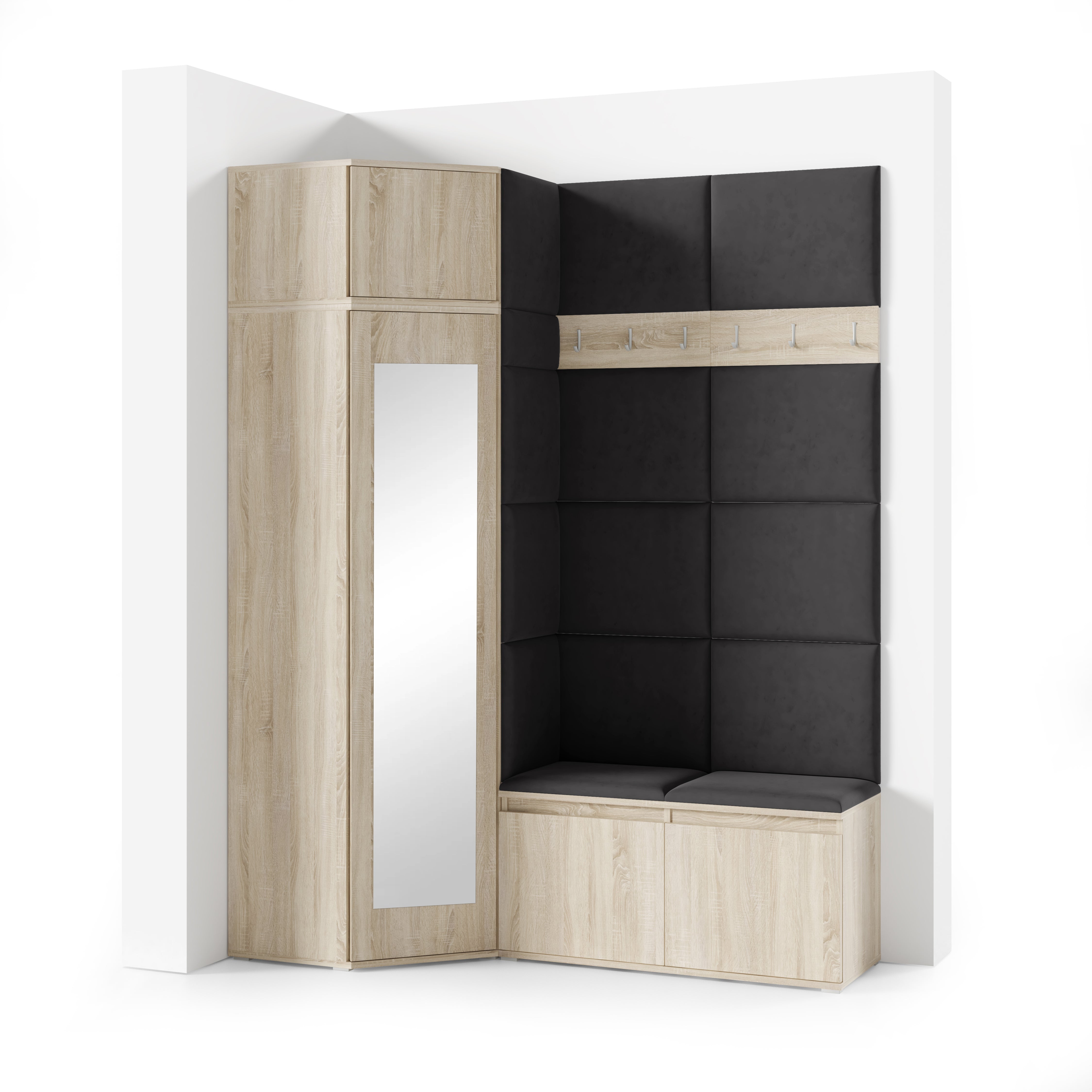 PK Emi 37 Hallway Wardrobe Sonoma Oak- Upholstered Panels in Various Colours