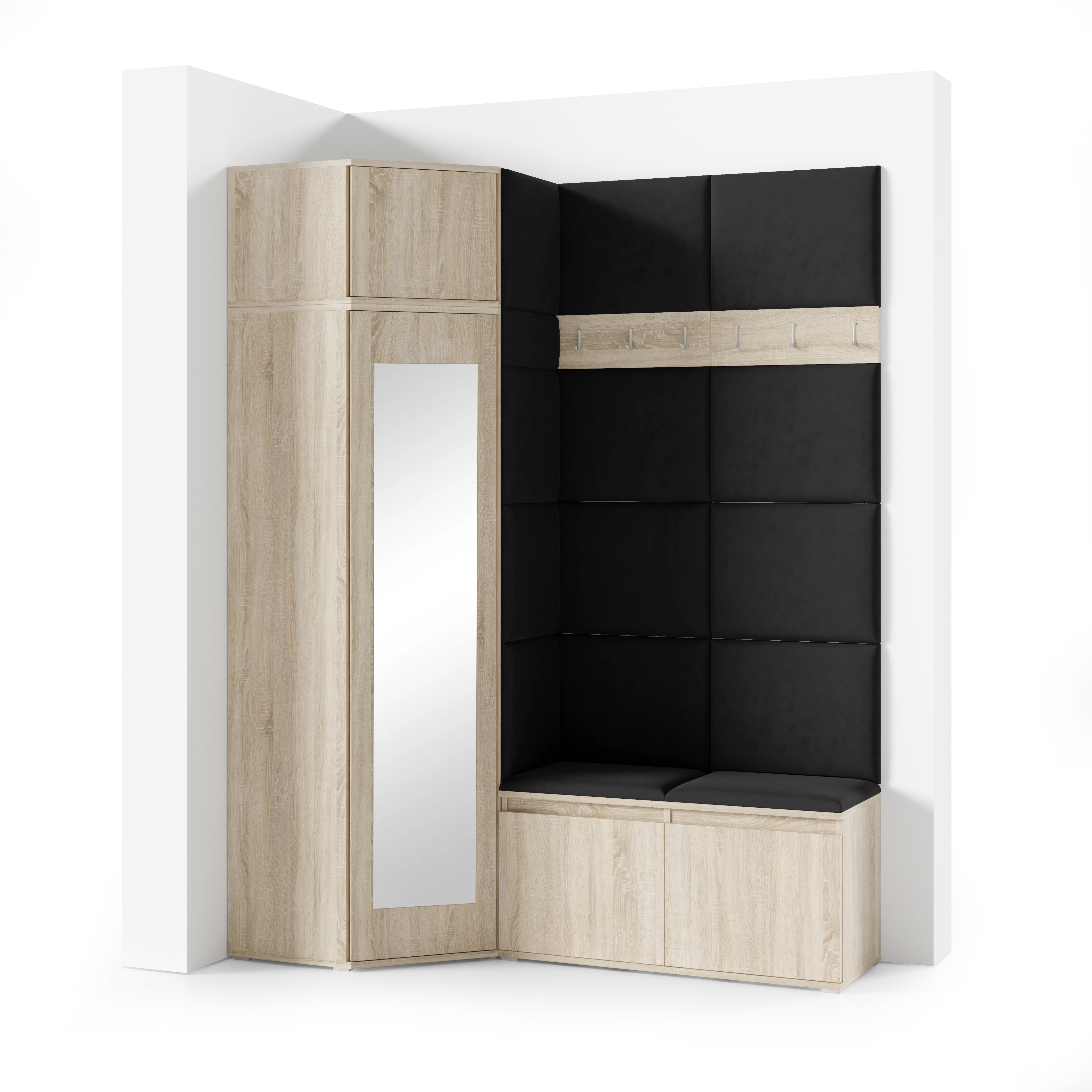 PK Emi 37 Hallway Wardrobe Sonoma Oak- Upholstered Panels in Various Colours