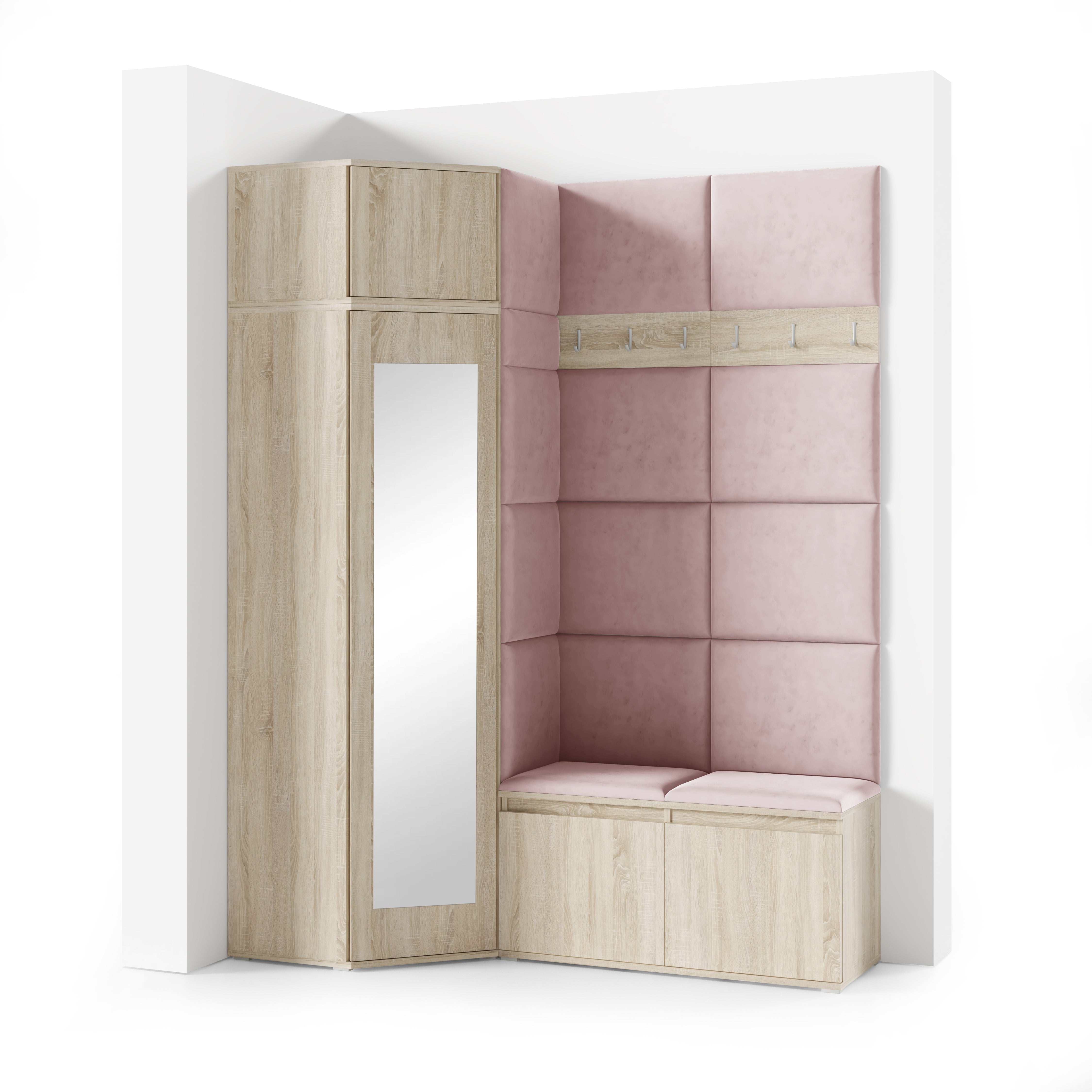 PK Emi 37 Hallway Wardrobe Sonoma Oak- Upholstered Panels in Various Colours