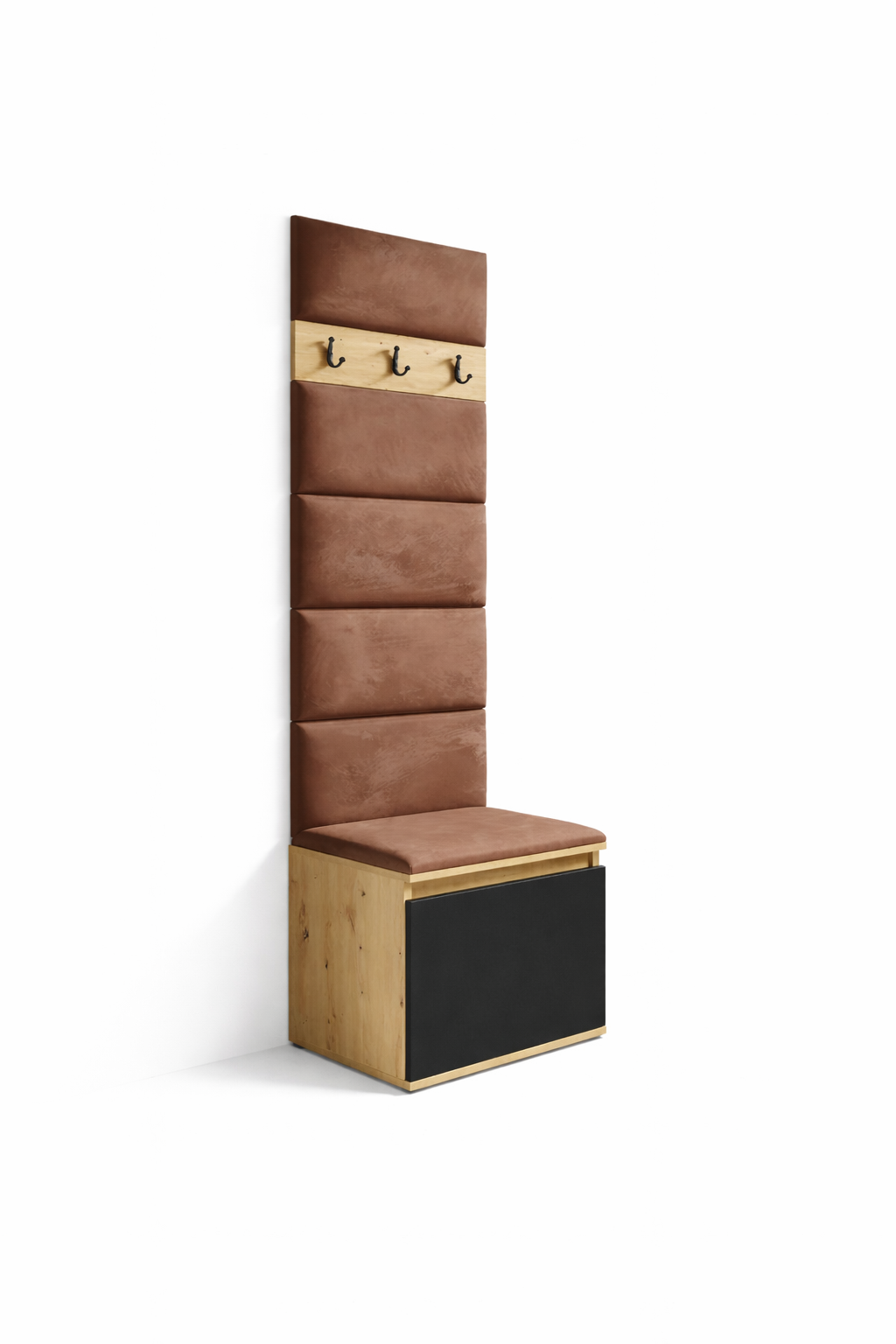PK Emi 7 Flurgarderobe Artisan Eiche/Schwarz - Polsterpaneele in verschiedenen Farben