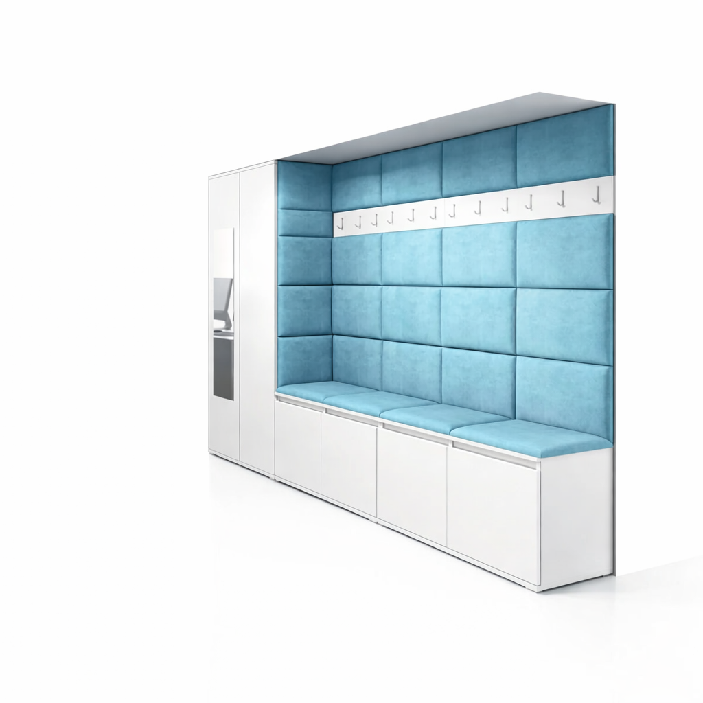 PK Emi 9 Flurgarderobe weiß - Polsterpaneele in verschiedenen Farben