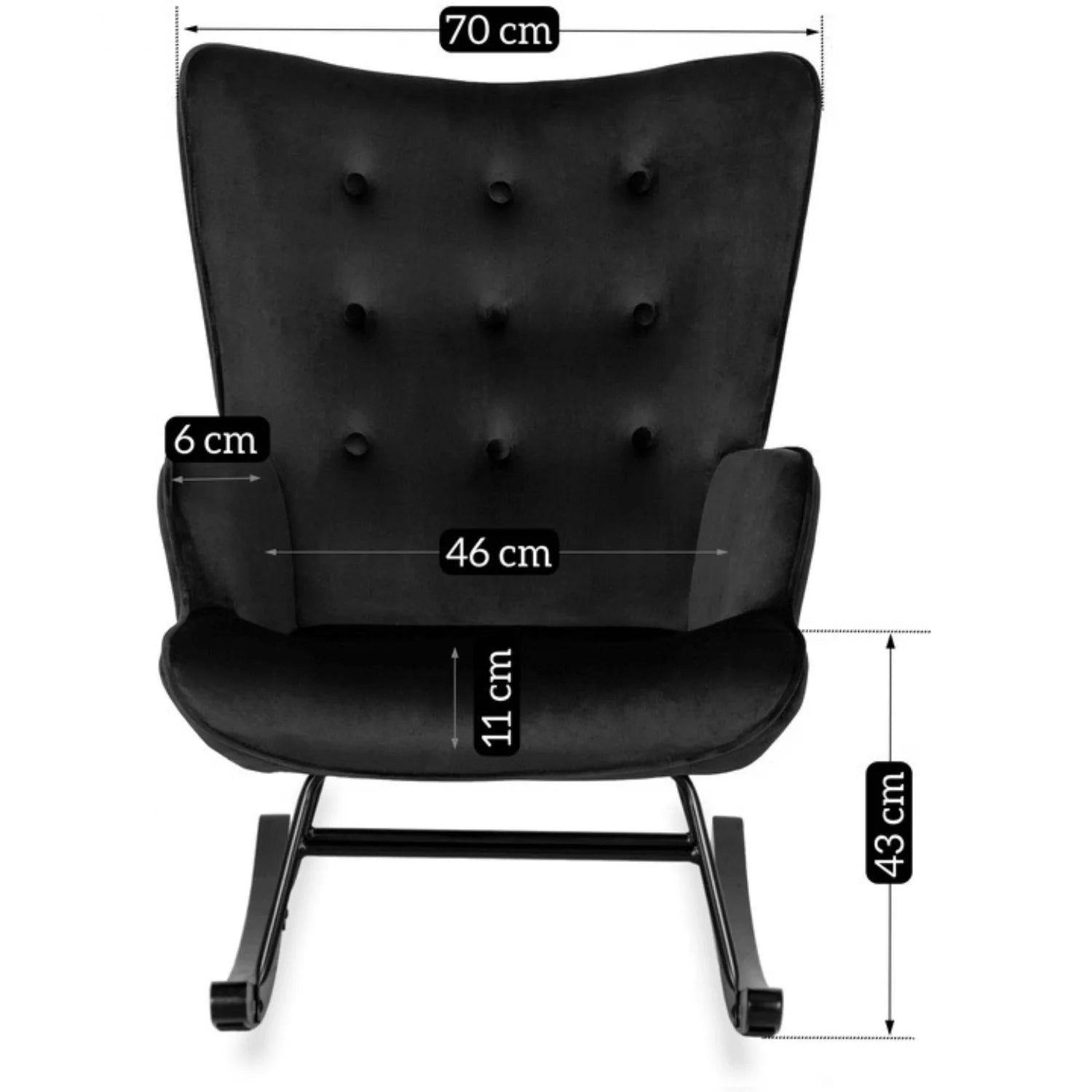 Elite ELIS Black Velvet Rocking Chair