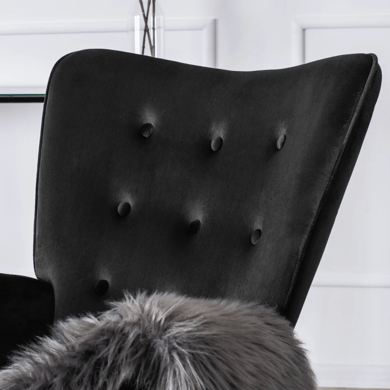 Elite ELIS Black Velvet Rocking Chair
