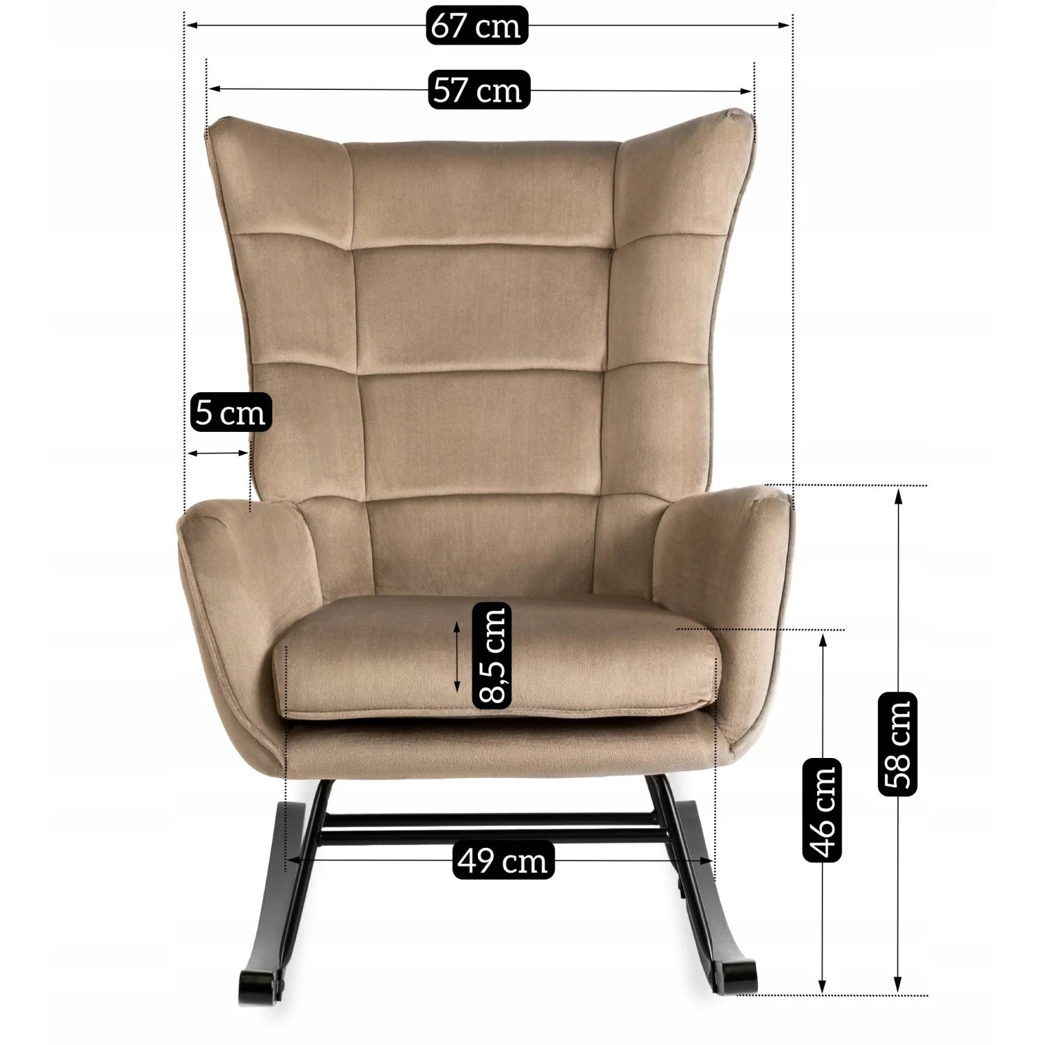 Elite JACKSON Beige Velvet Rocking Chair