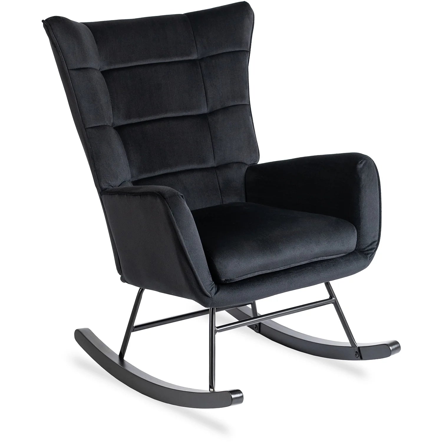Elite JACKSON Black Velvet Rocking Chair