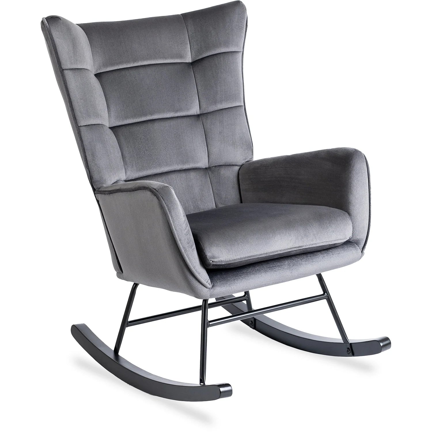 Elite JACKSON Grey Velvet Rocking Chair