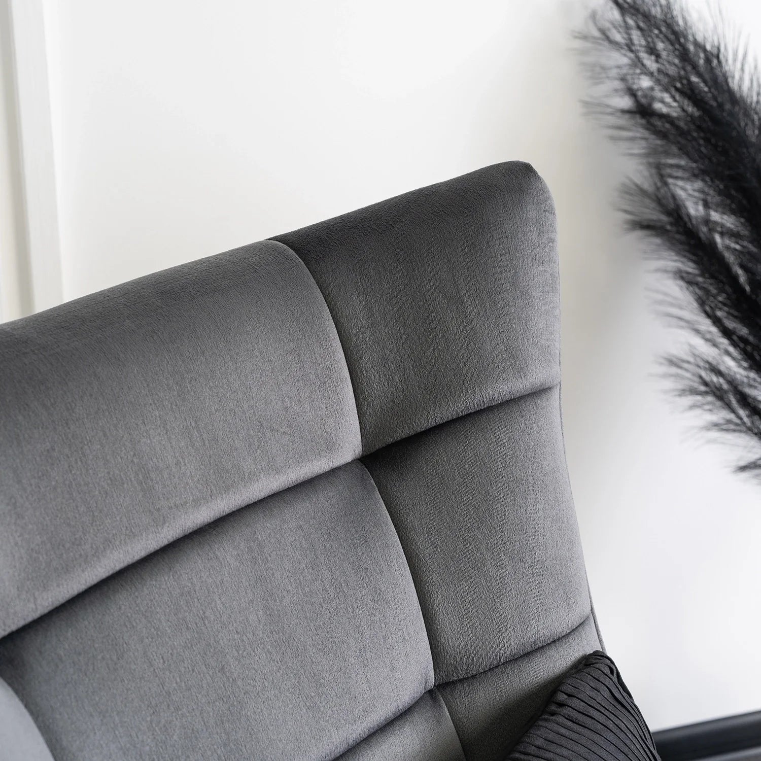 Elite JACKSON Grey Velvet Rocking Chair