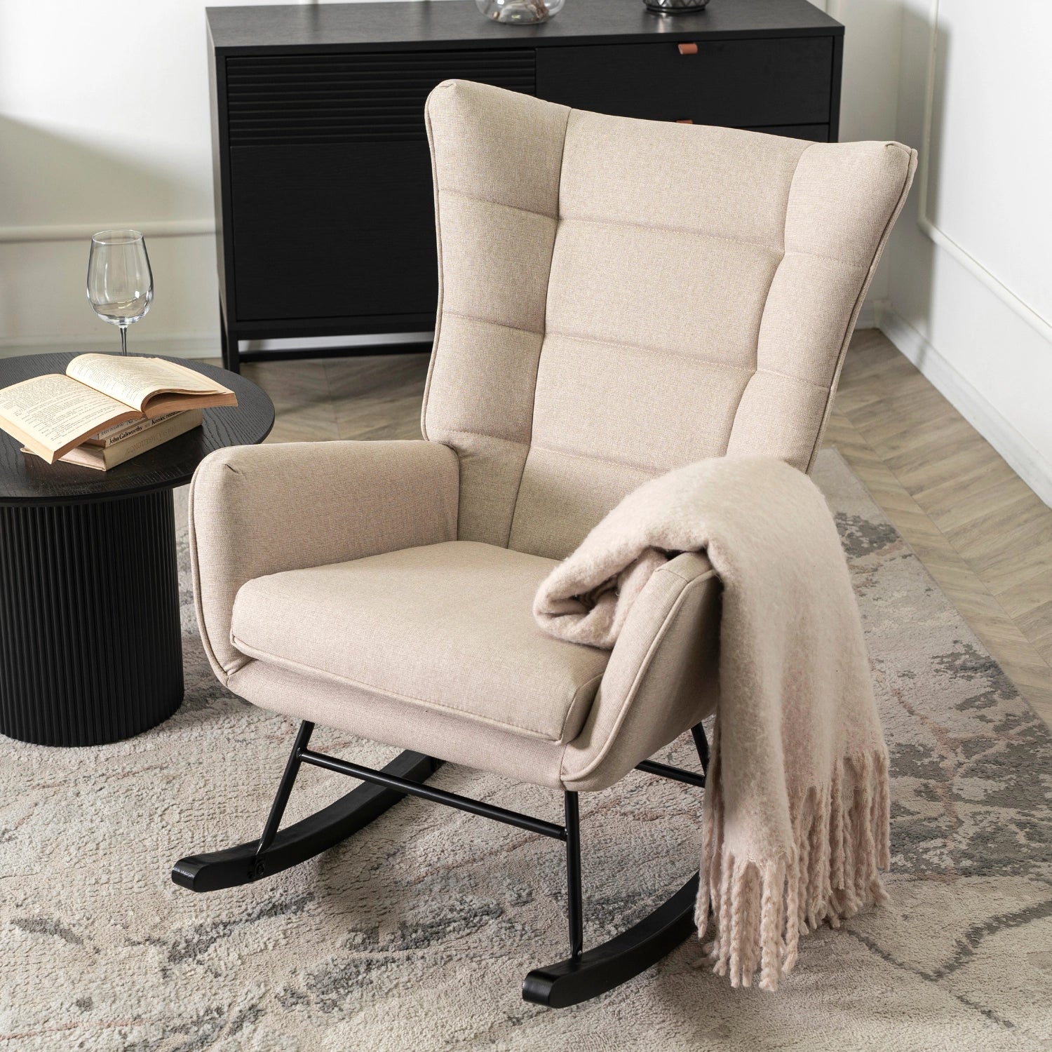 Elite JACKSON Beige Fabric Rocking Chair
