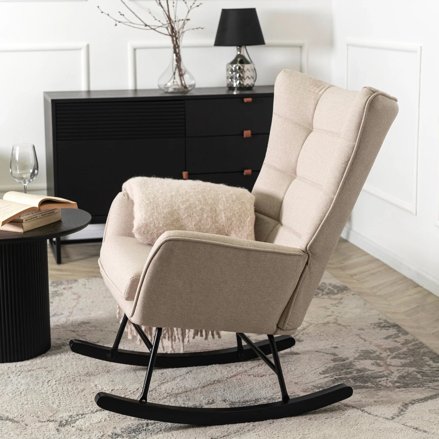 Elite JACKSON Beige Fabric Rocking Chair