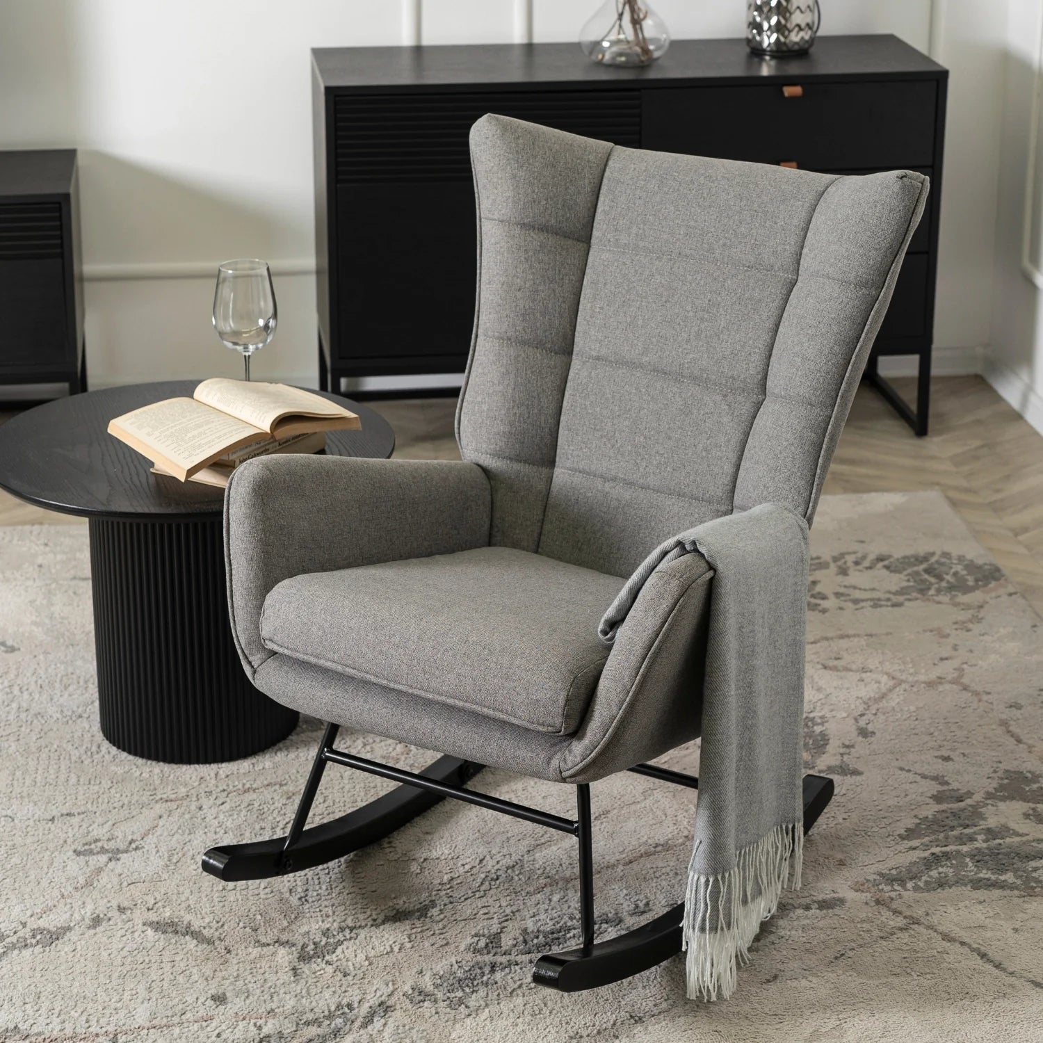 Elite JACKSON Schaukelstuhl aus grauem Stoff