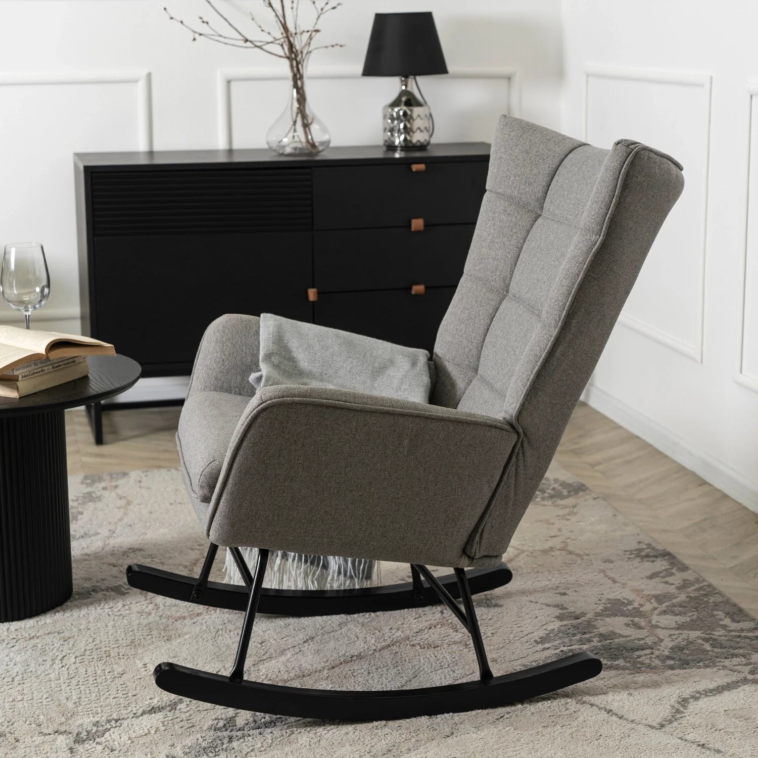 Elite JACKSON Schaukelstuhl aus grauem Stoff