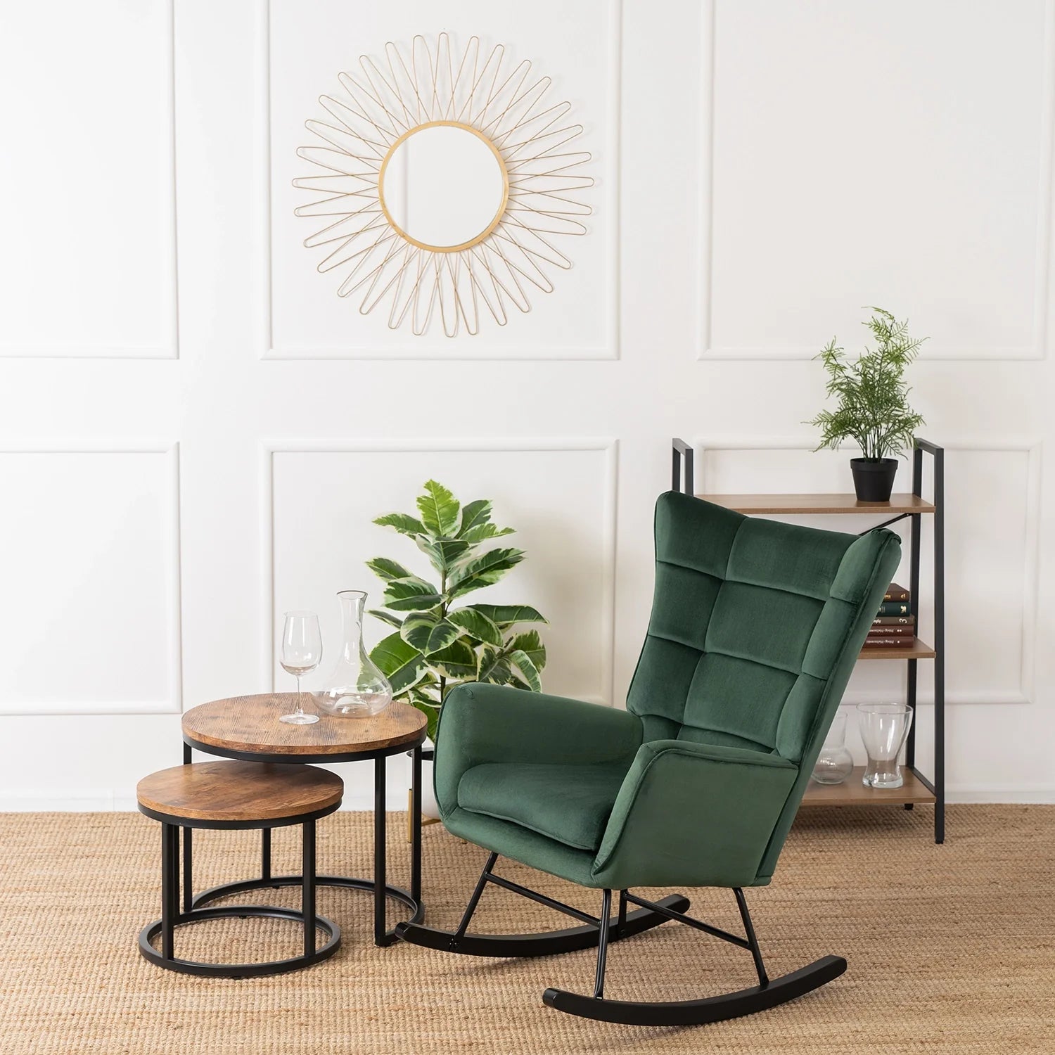 Elite JACKSON Green Velvet Rocking Chair