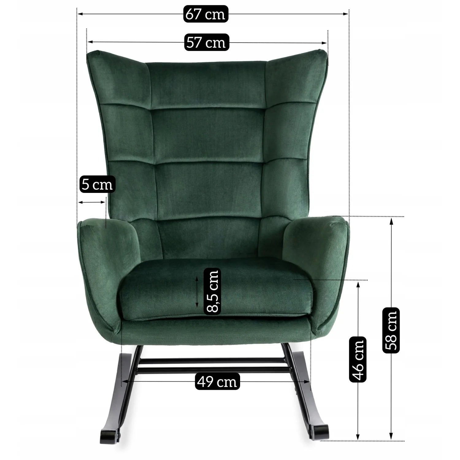Elite JACKSON Green Velvet Rocking Chair