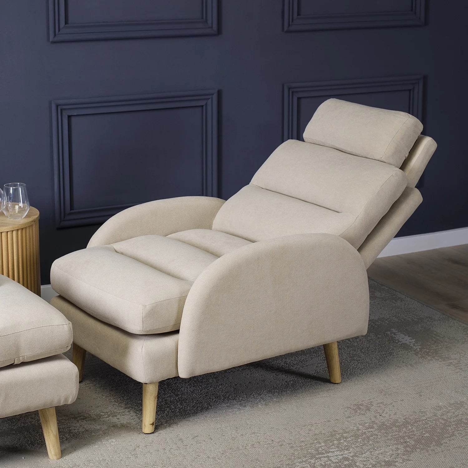 Elite HENRY Beige Recliner Armchair with Footrest