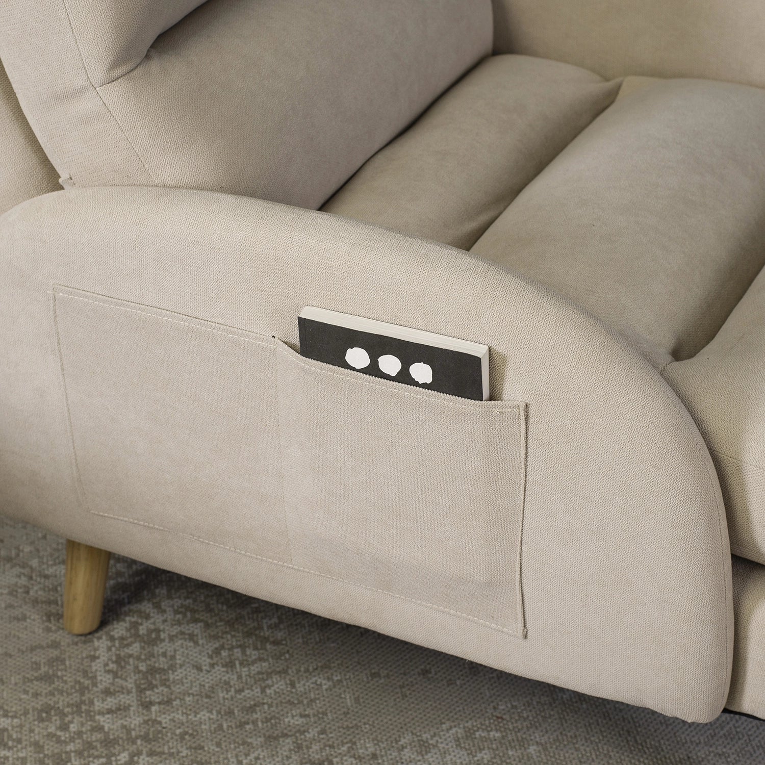 Elite HENRY Beige Recliner Armchair with Footrest