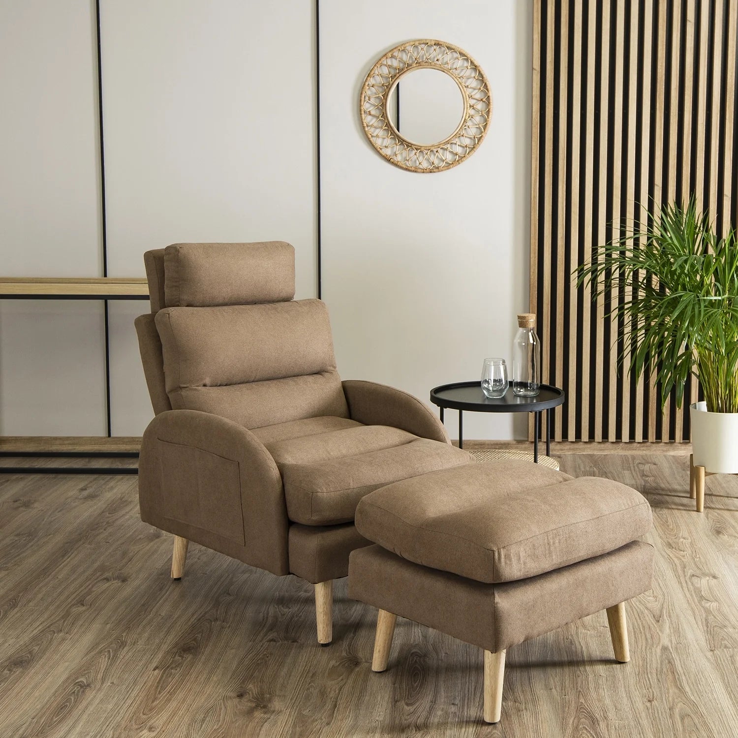 Elite HENRY Brown Recliner Armchair with Footrest